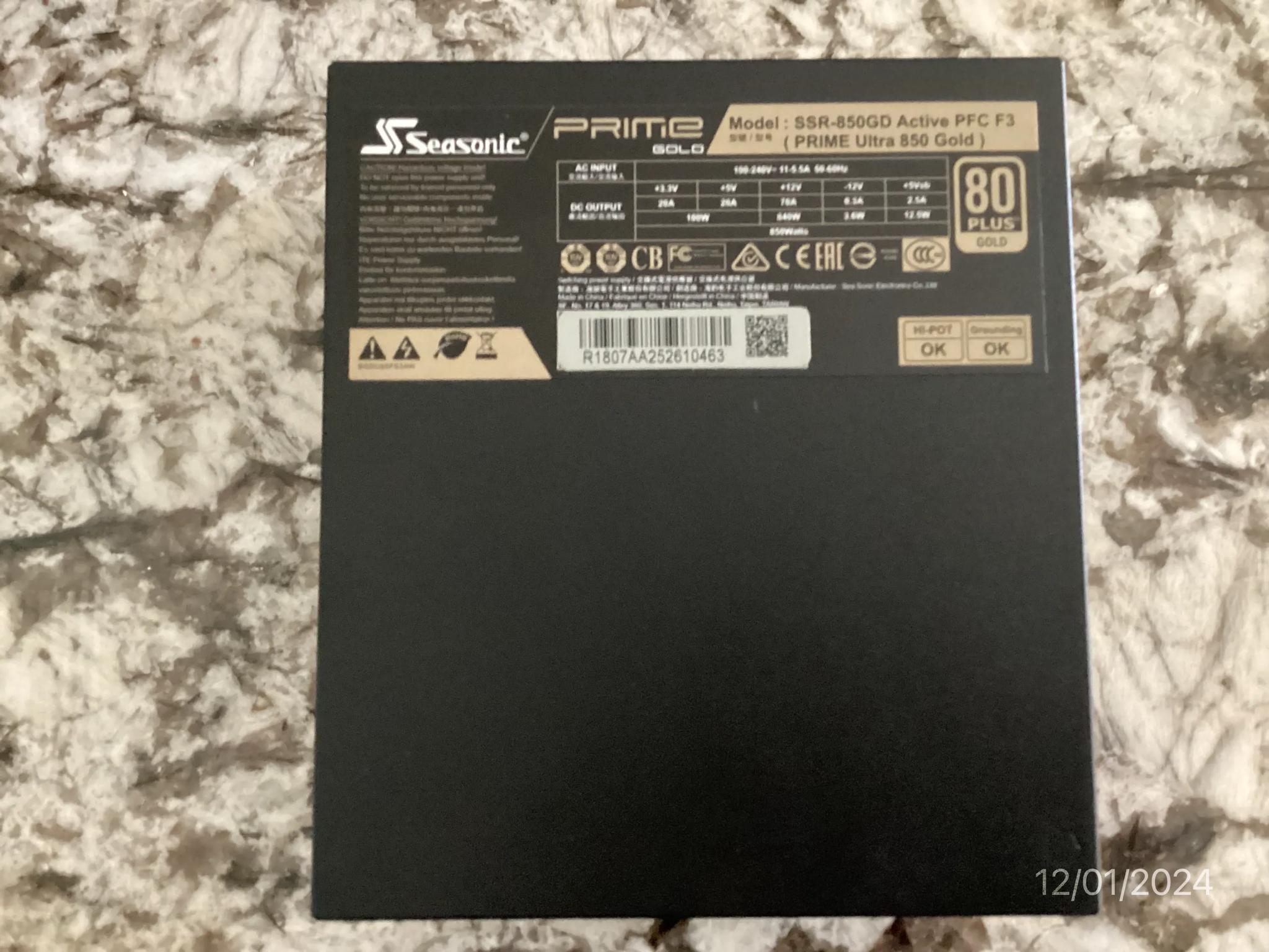 Seasonic GX 850 850w Prime 80+ Gold Power Supply -- New Open Box, Never Used