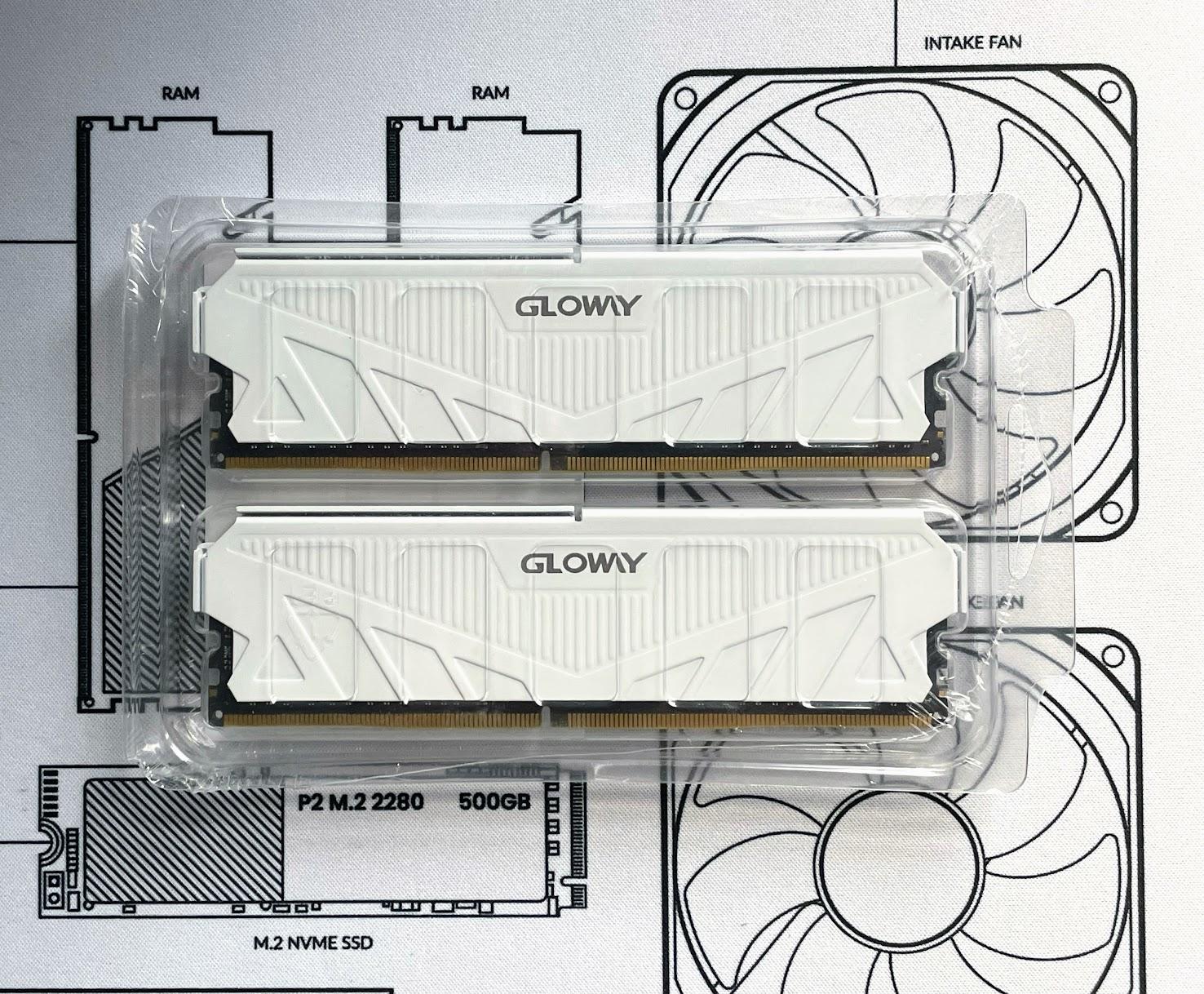 BNIB Gloway 32GB Kit (2x16GB) 3200 MHz DDR4 CL18-22-22-42 @ 1.35V RAM Memory - White