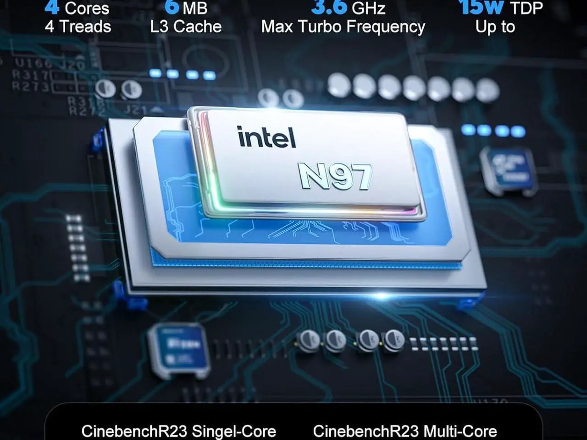 Intel N97 - T8PLUS Mini PC  (up to 3.60 GHz), 16GB RAM 512GB SSD