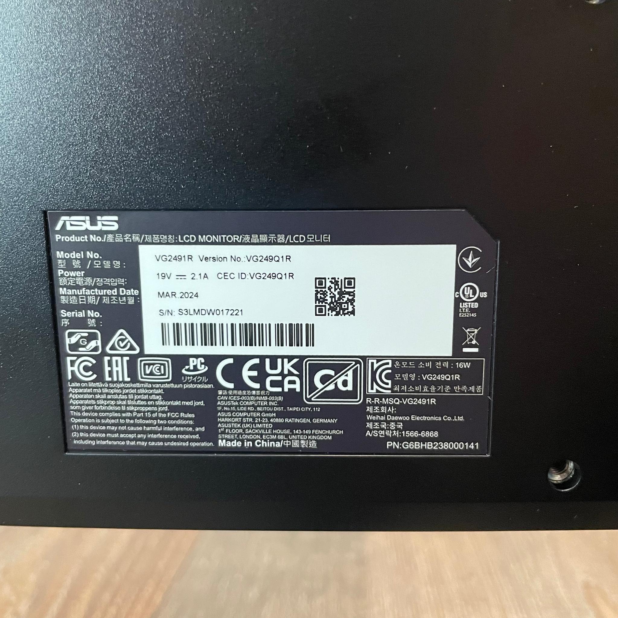 ASUS TUF Gaming Monitor (NEW OPEN BOX) | 24 inch | 1080p 165 Hz | 1ms Response