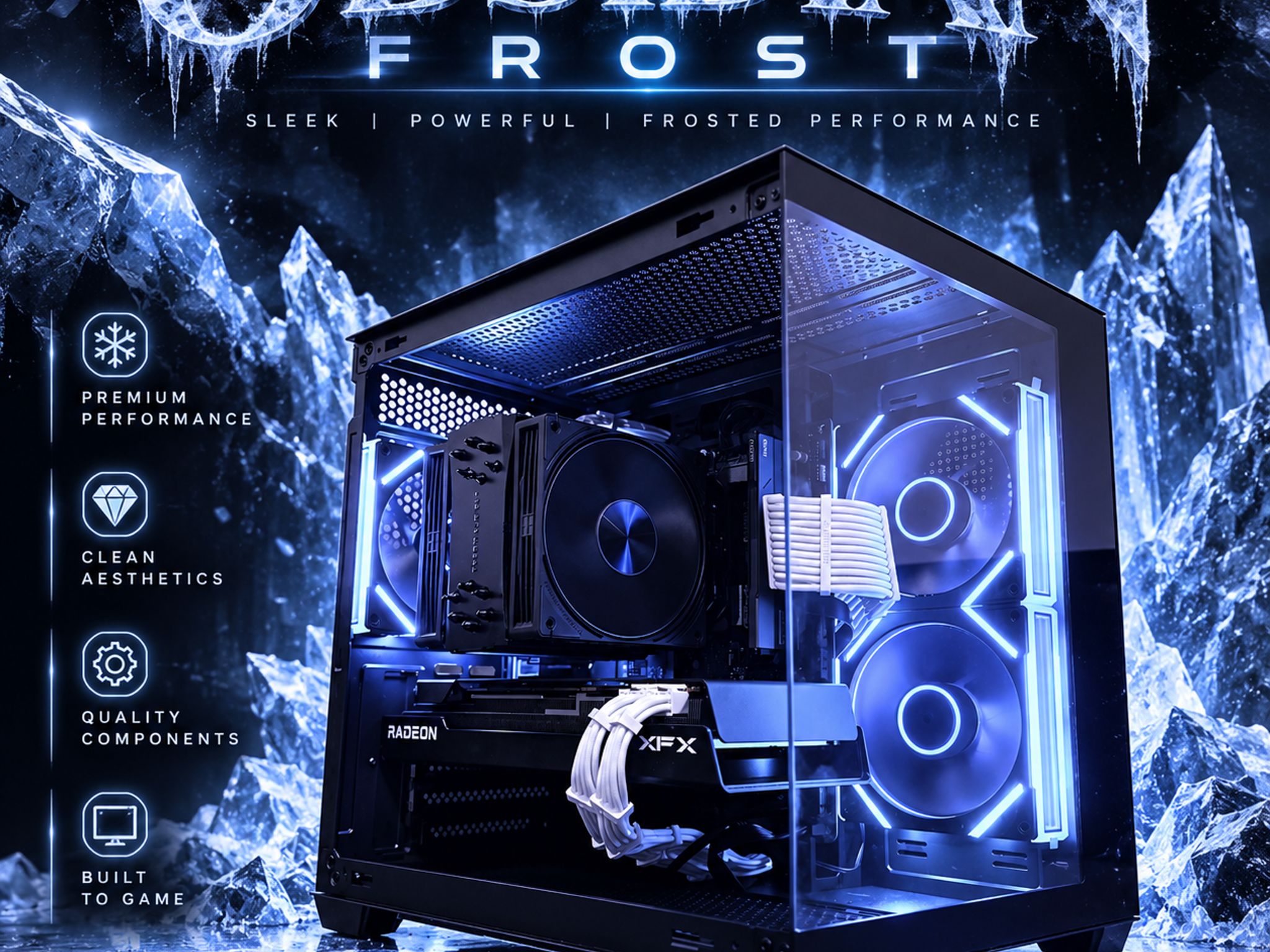 ⚫️"Obsidian Frost"🌈| 1440p Gaming | RX 7700 16GB | Ryzen 7 8700F | 16GB DDR5 | 1TB SSD | Free Ship