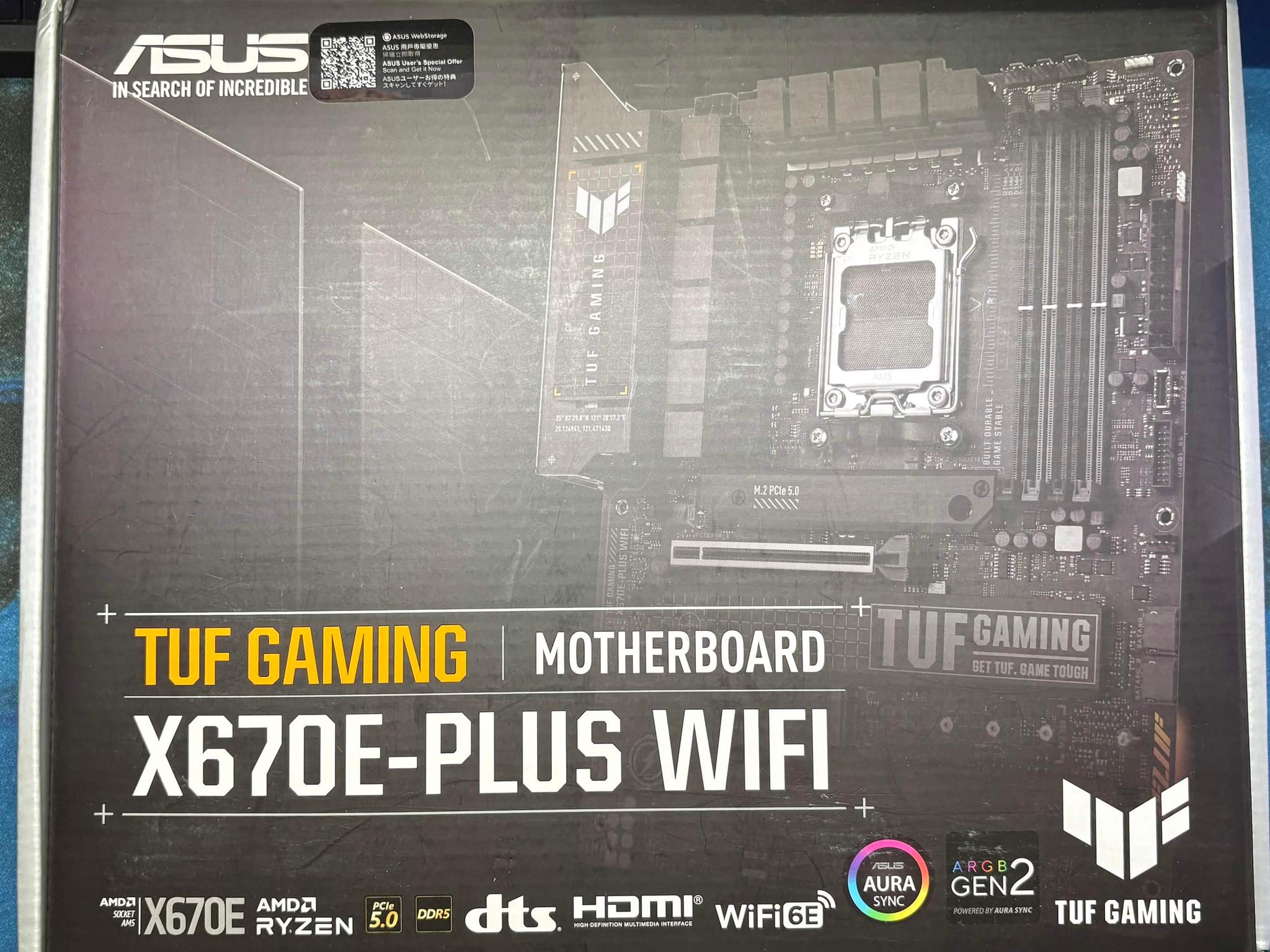 ASUS TUF GAMING X670E-PLUS WIFI ATX AM5 MOTHERBOARD - BOX & SHOWN CABLES INCLUDED - RECENT BIOS