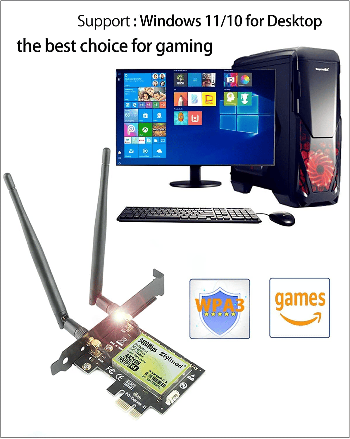 WiFi 6E AX210 Bluetooth5.2 PCIe WiFi Card