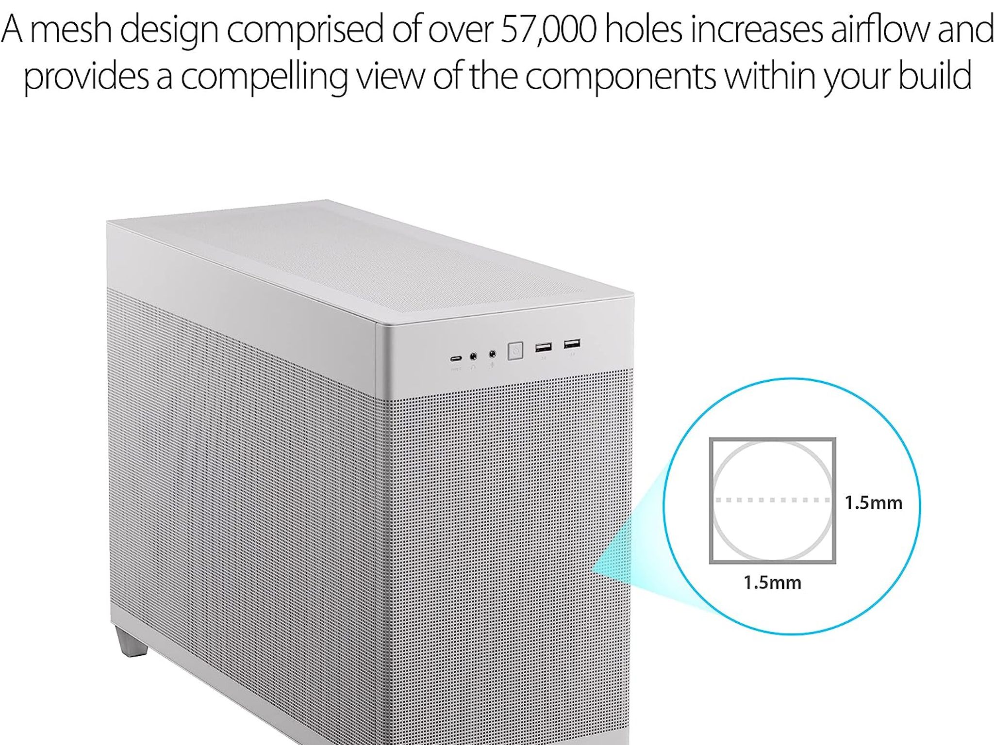 ASUS Prime AP201 CASE MESH WHITE EDITION White MicroATX Tower Computer Case