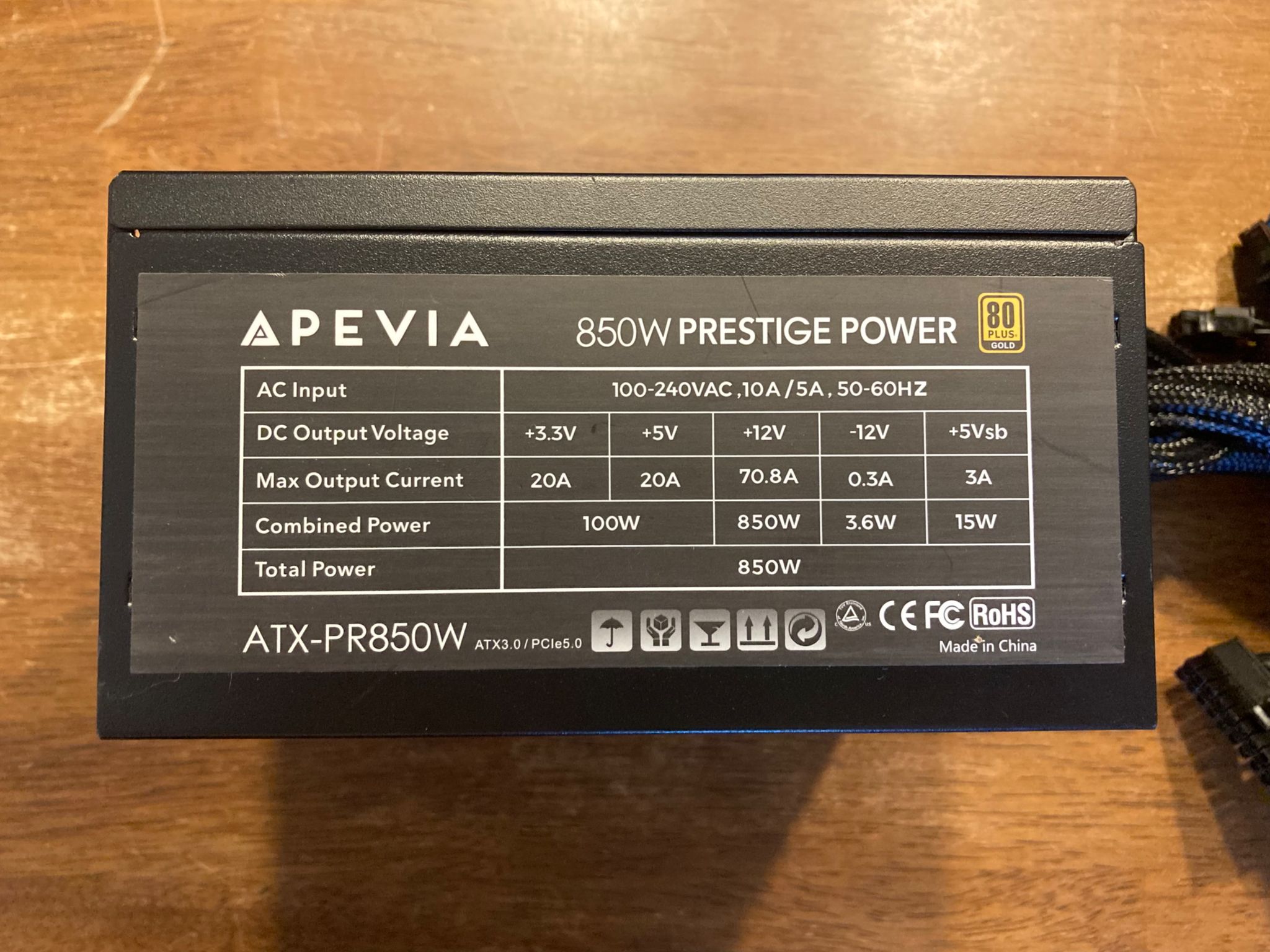 Apevia Prestige 850 Watt  80+ Gold ATX 3.0 Power Supply