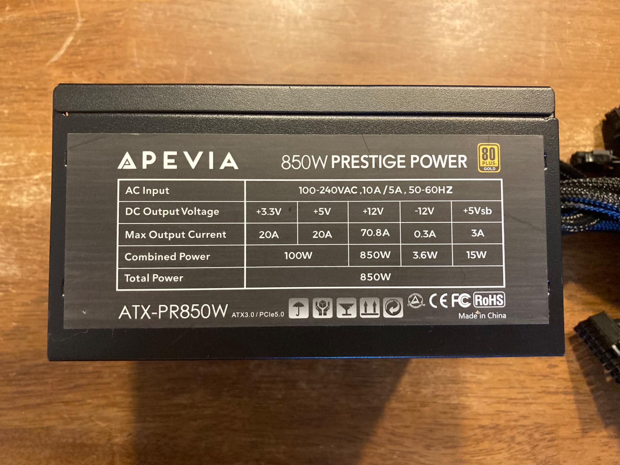 Apevia Prestige 850 Watt  80+ Gold ATX 3.0 Power Supply