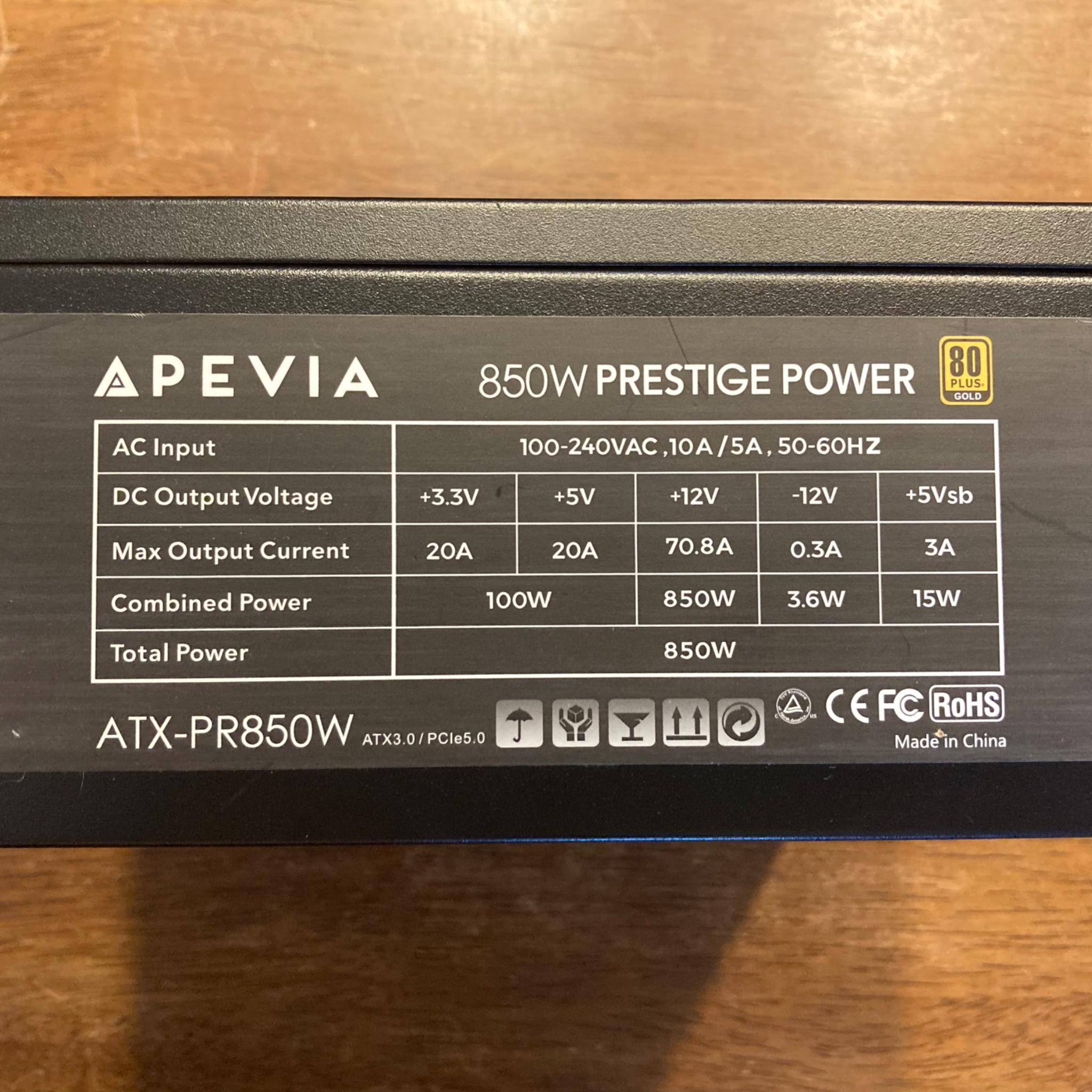 Apevia Prestige 850 Watt  80+ Gold ATX 3.0 Power Supply