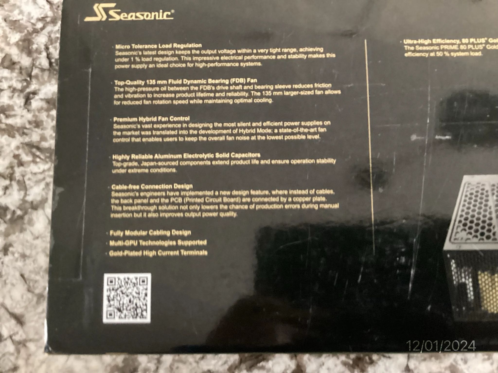 Seasonic GX 850 850w Prime 80+ Gold Power Supply -- New Open Box, Never Used
