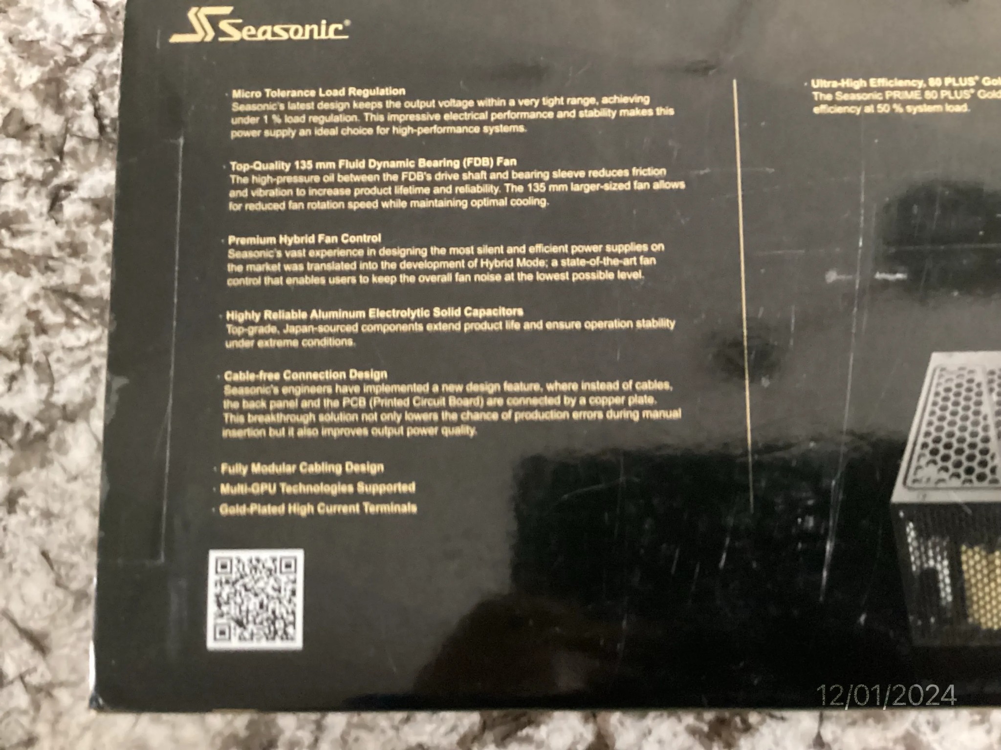 Seasonic GX 850 850w Prime 80+ Gold Power Supply -- New Open Box, Never Used