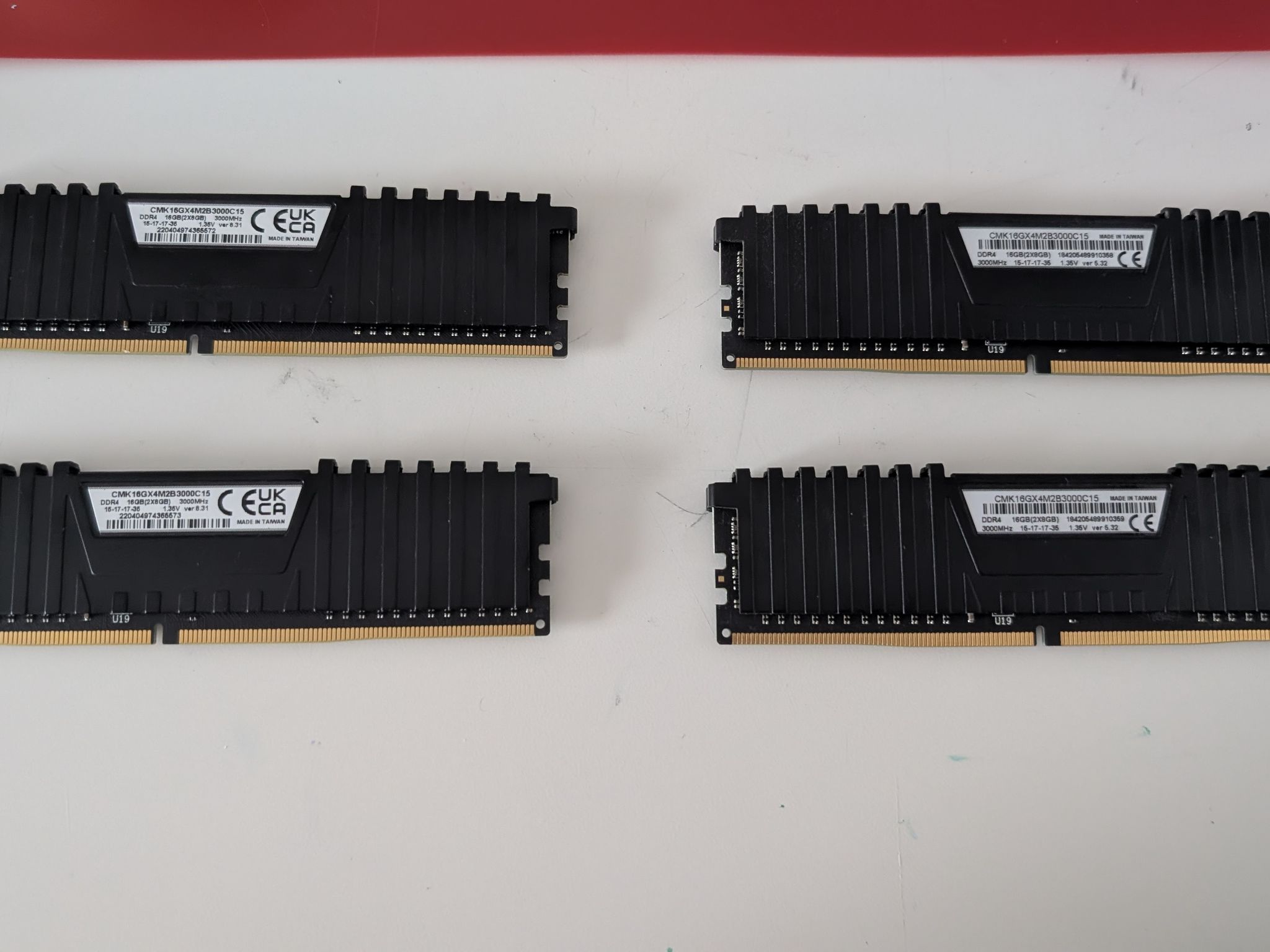 64gb (4×16gb) Corsair Vengenace DDR4 3000mhz