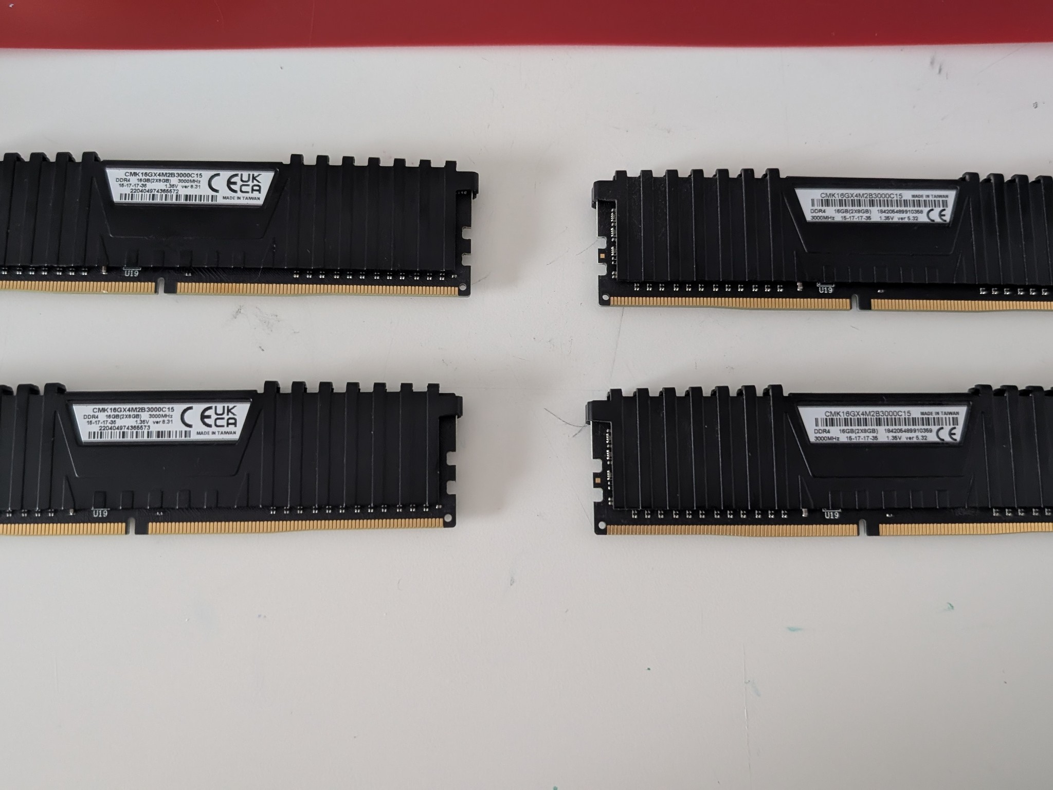 64gb (4×16gb) Corsair Vengenace DDR4 3000mhz