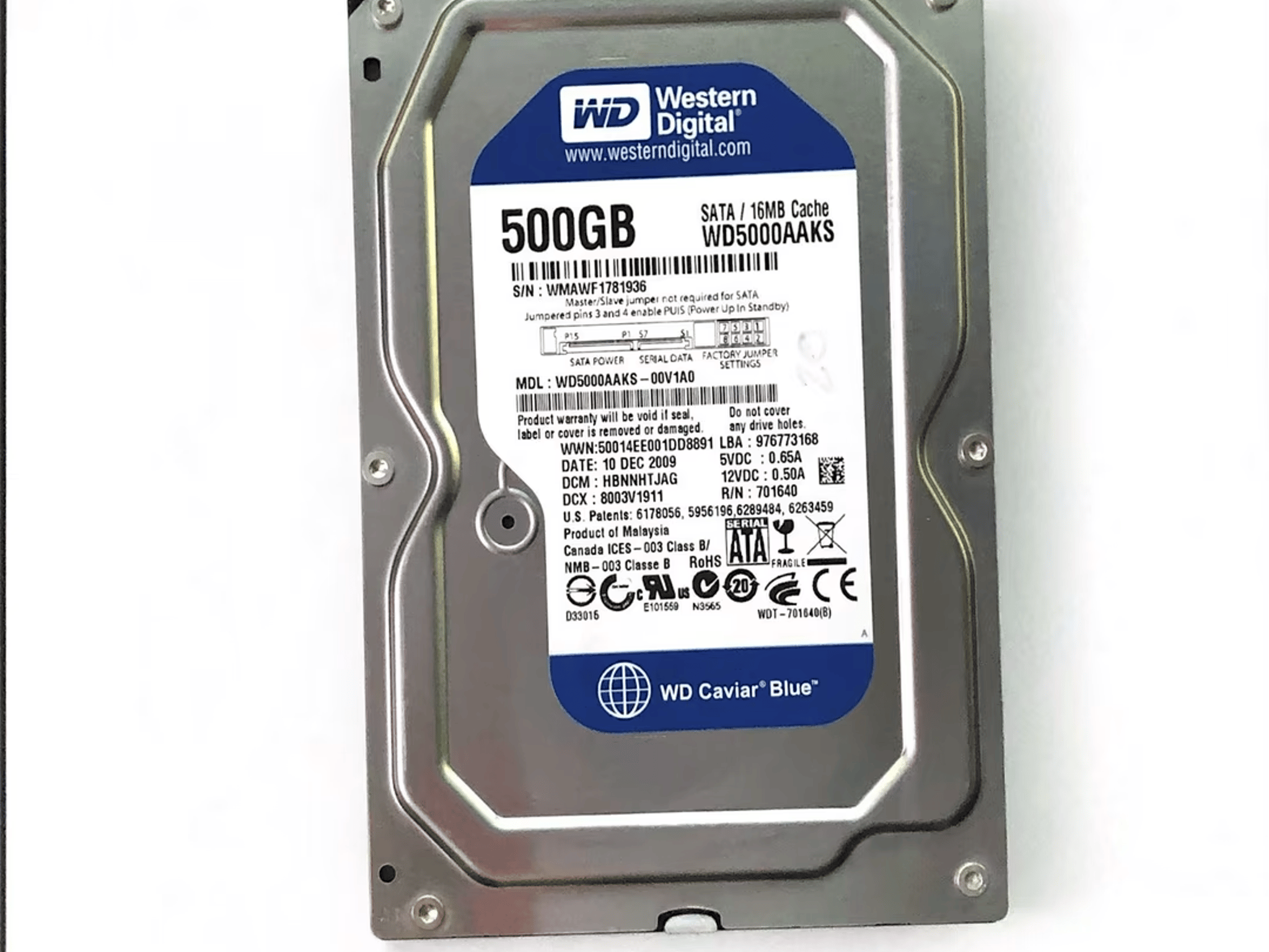 WD 500GB 7200RPM 3.5 HDD WD5000AAKS-00V1A0