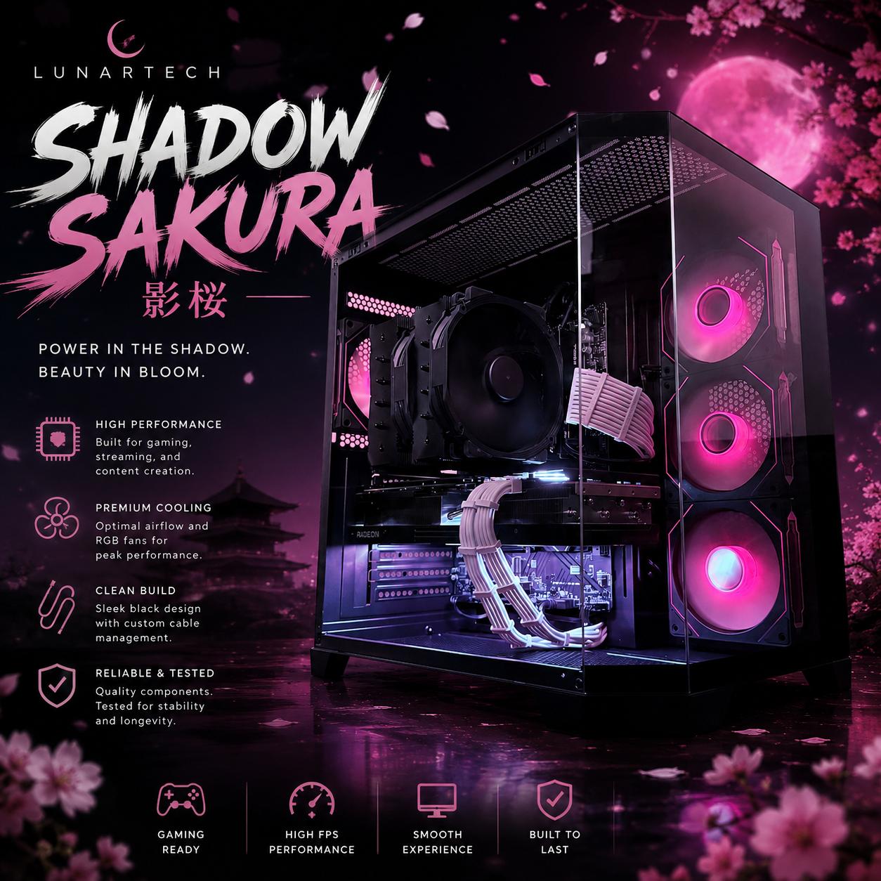 ⚫️"Shadow Sakura"🌸| 4K Gaming | RX 7900 XTX 24GB | Ryzen 7 7800X3D  | 32 Ram | 2TB NVMe Storage