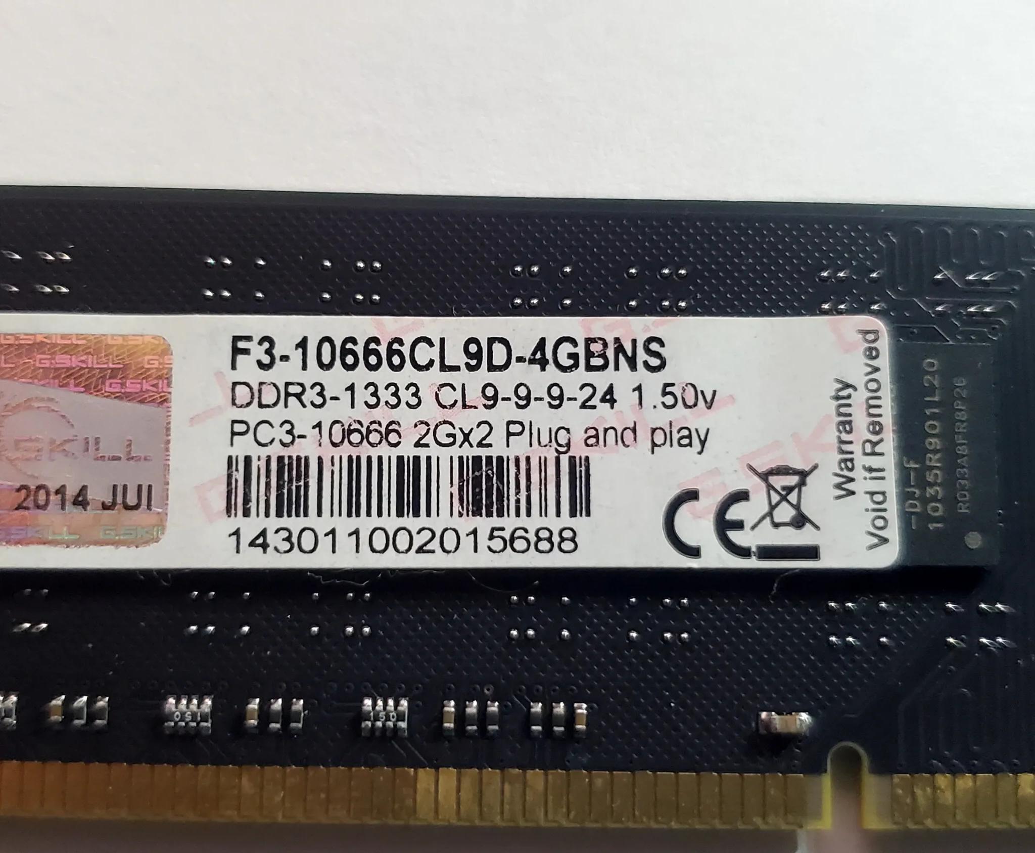 G. Skill 4GB (2x2GB) GDDR3 1333MHz PC3-10666 CL9 Plug and Play RAM