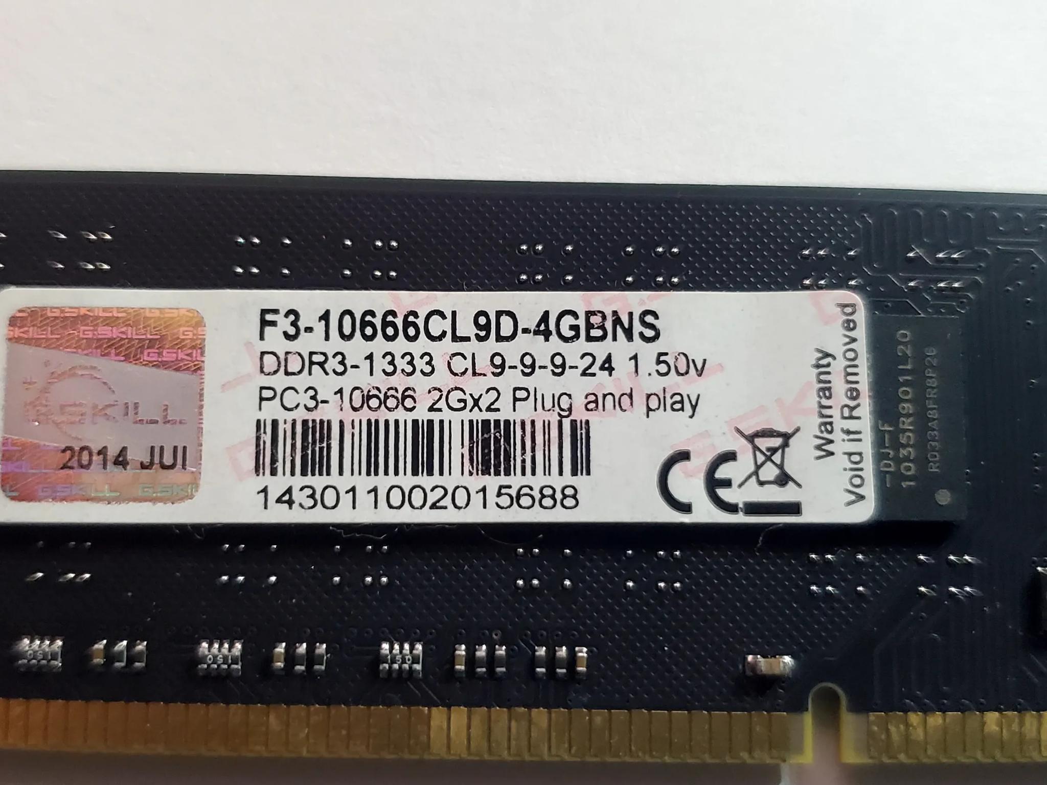 G. Skill 4GB (2x2GB) GDDR3 1333MHz PC3-10666 CL9 Plug and Play RAM