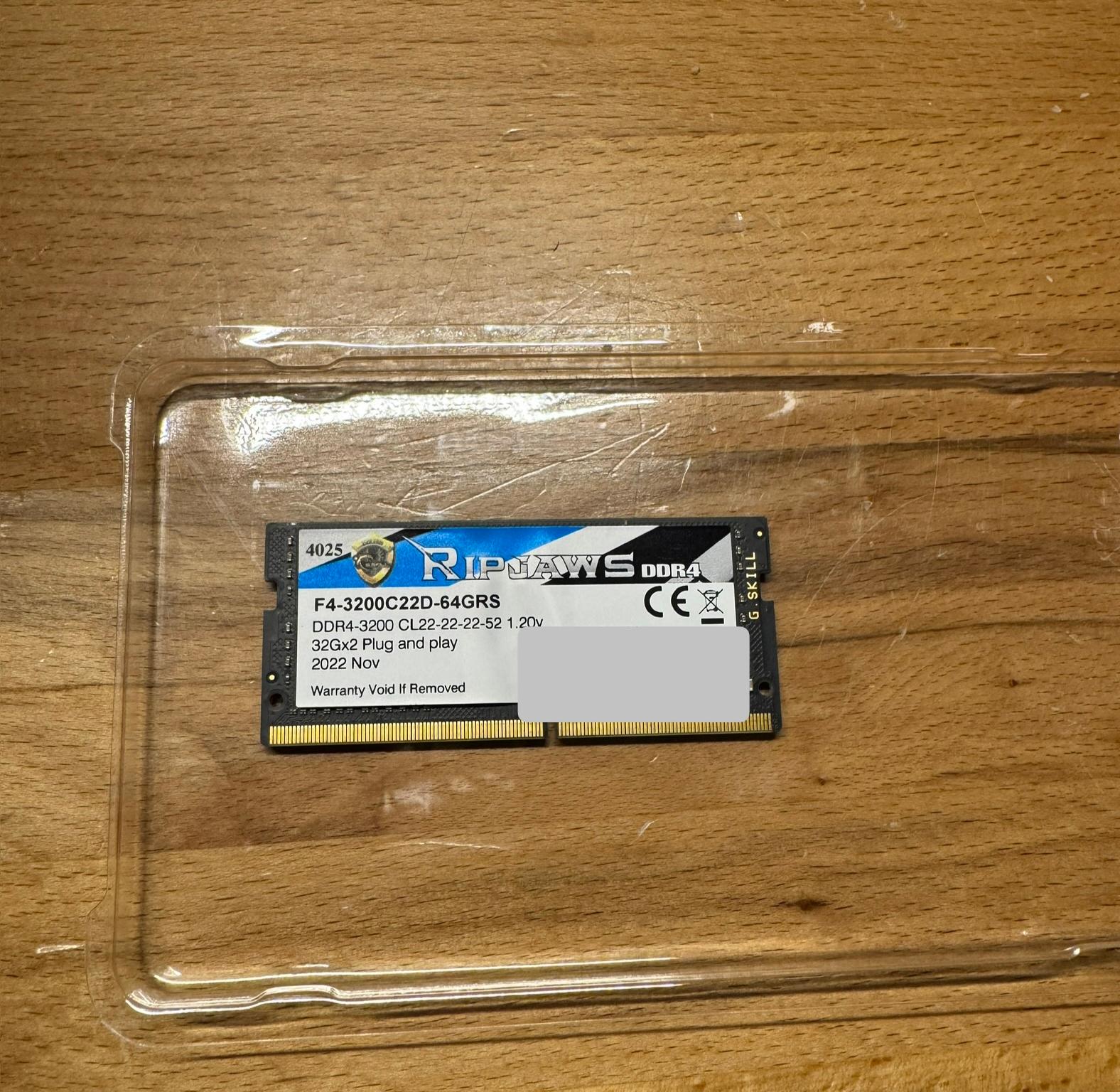 32GB G.Skill Ripjaws SODIMM DDR4 3200MHz