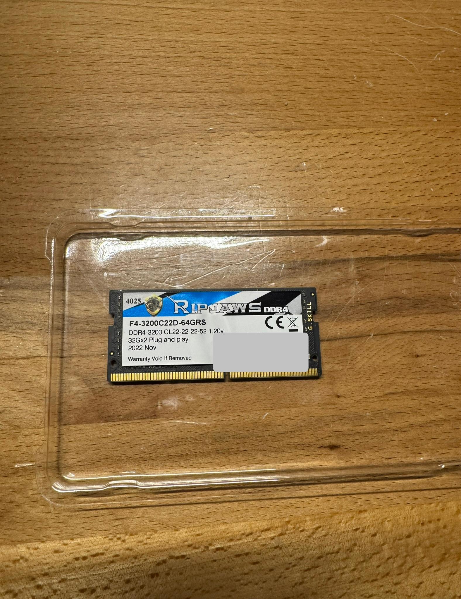 32GB G.Skill Ripjaws SODIMM DDR4 3200MHz