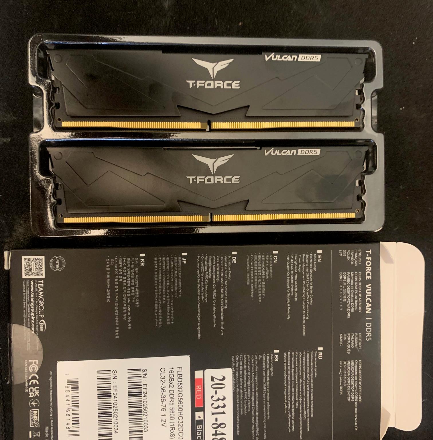 Team Group - Team T-Force Vulcan 32GB (2 x 16GB) 288-Pin PC RAM DDR5 5600 (PC5 44800)
