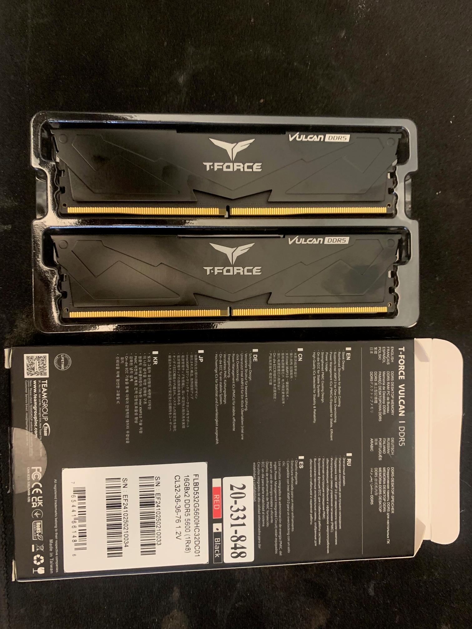 Team Group - Team T-Force Vulcan 32GB (2 x 16GB) 288-Pin PC RAM DDR5 5600 (PC5 44800)