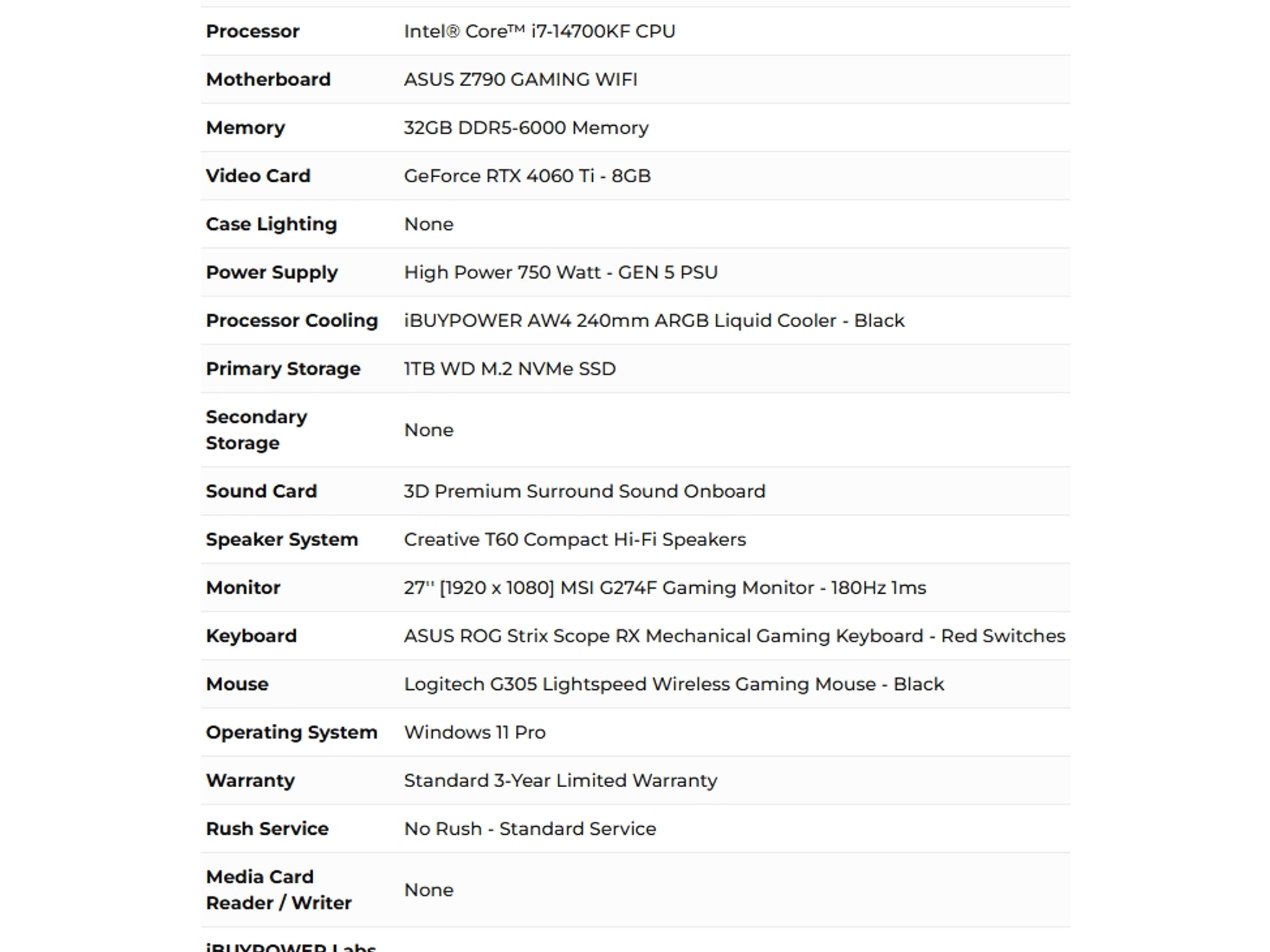 Intel Core 14th Gen Pro Gaming PC (iBUYPOWER)
