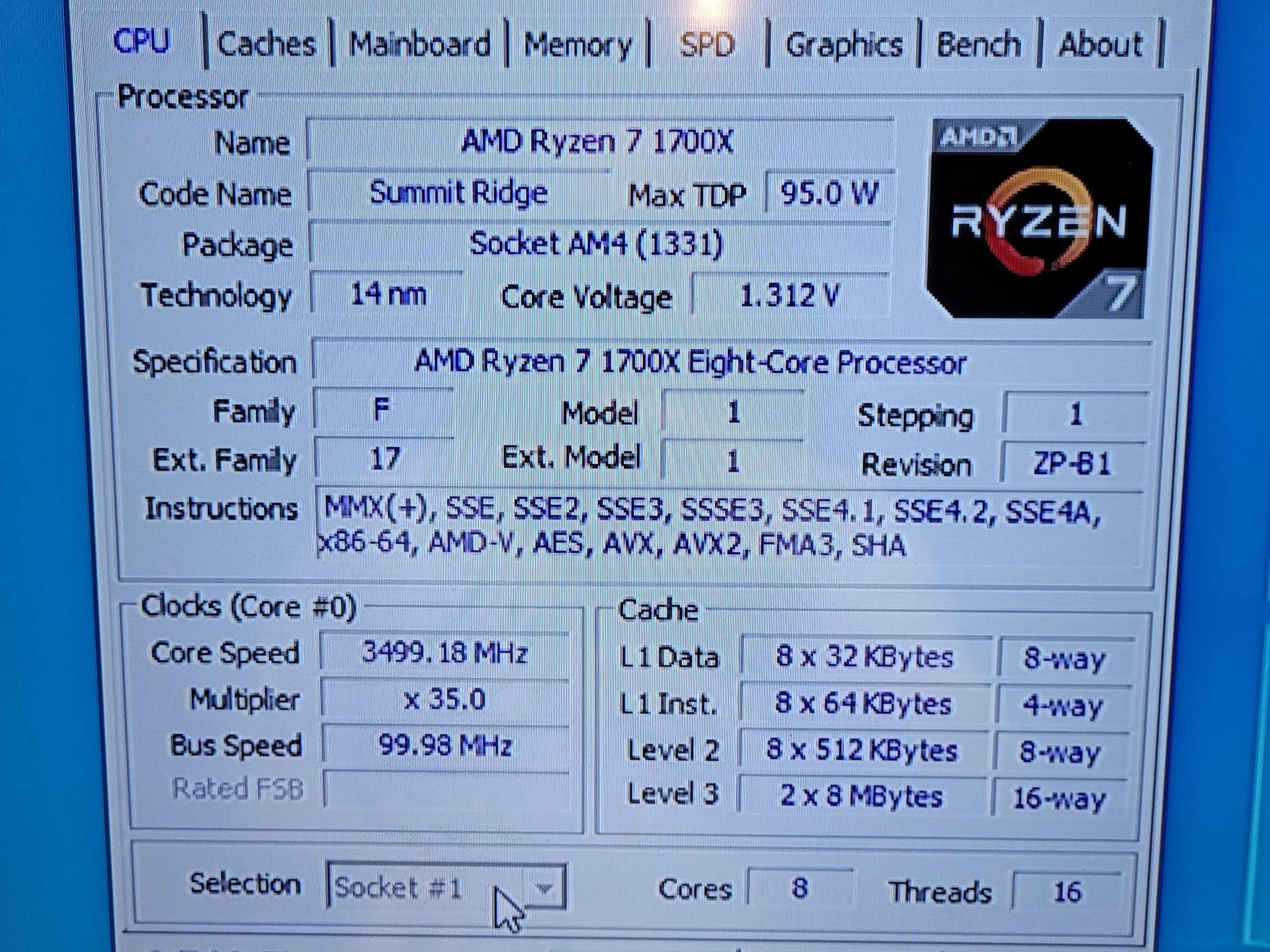 Ryzen 7 1700x - 8 Core 16 Thread Processor