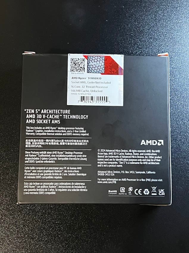 AMD Ryzen 9 9950X3D 16-core, 32-Thread AM5 Desktop Processor