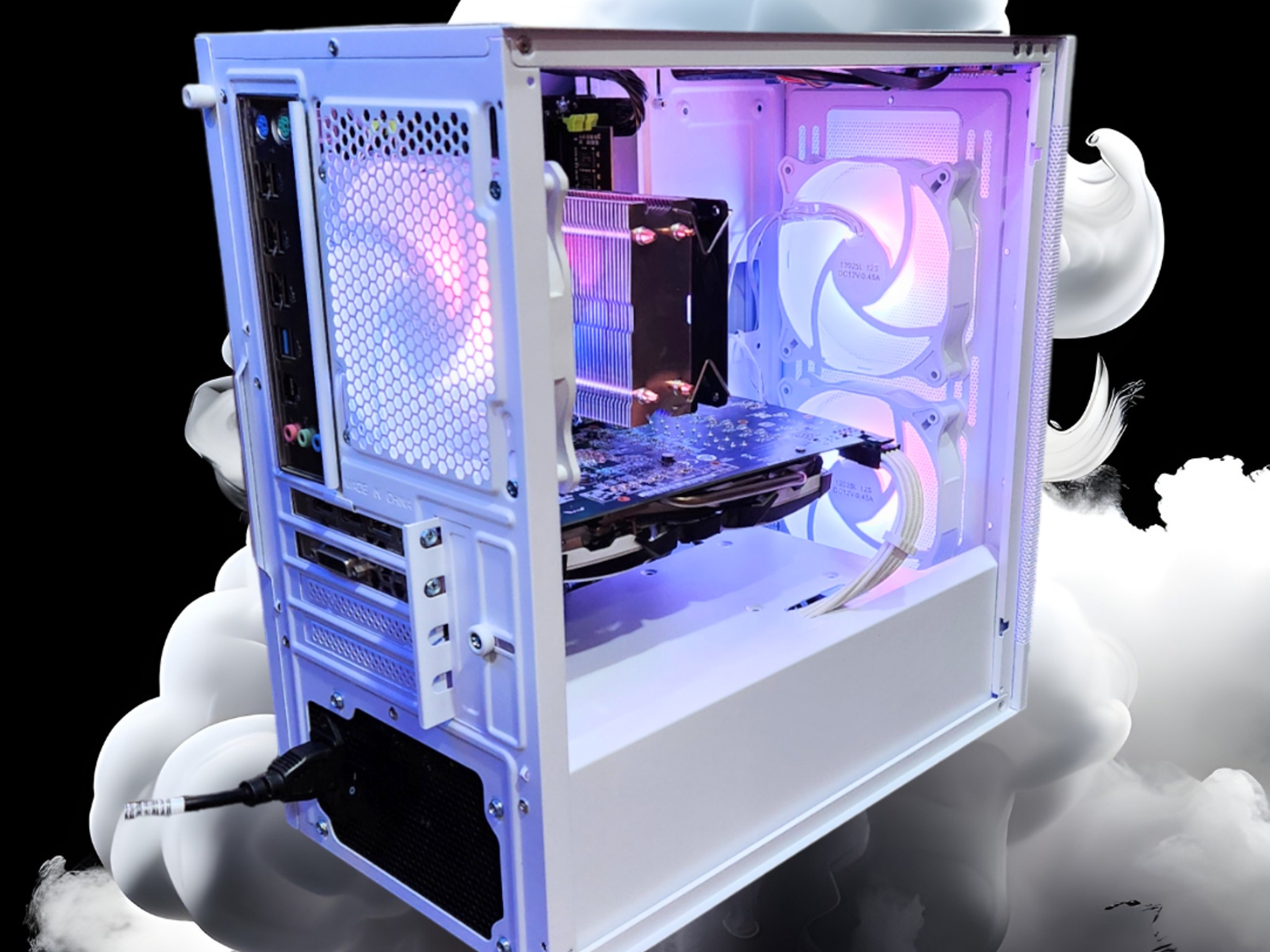 ⚪️White Dragon🐲: RX 580 8GB | Xeon E5-2650 V3 | 16GB DDR4 RAM | 512GB SSD | 4 Fans | White RGB PC