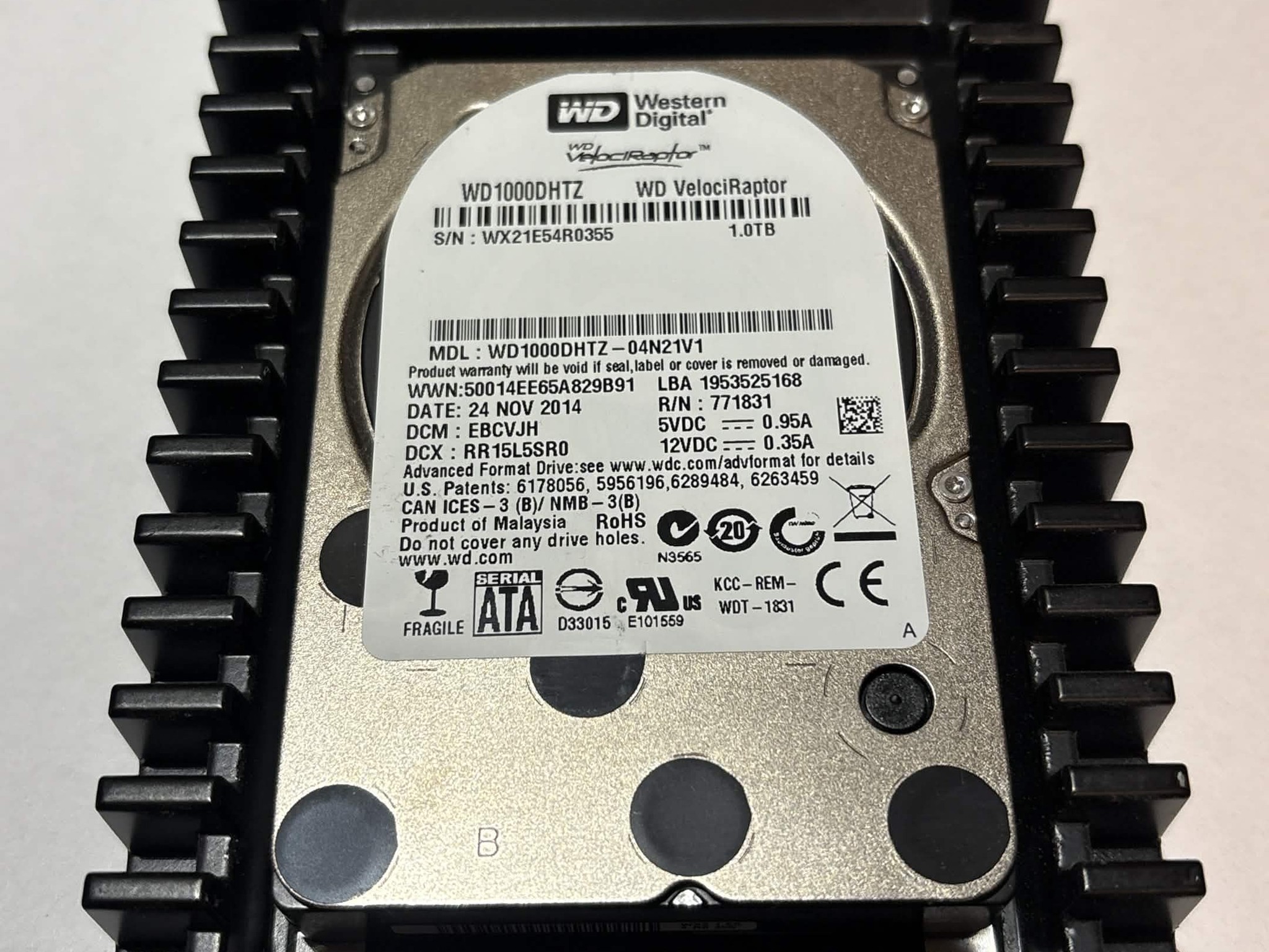WD VelociRaptor 1TB 10,000 RPM SATA HDD w/ IcePack – WD1000DHTZ – Good SMART