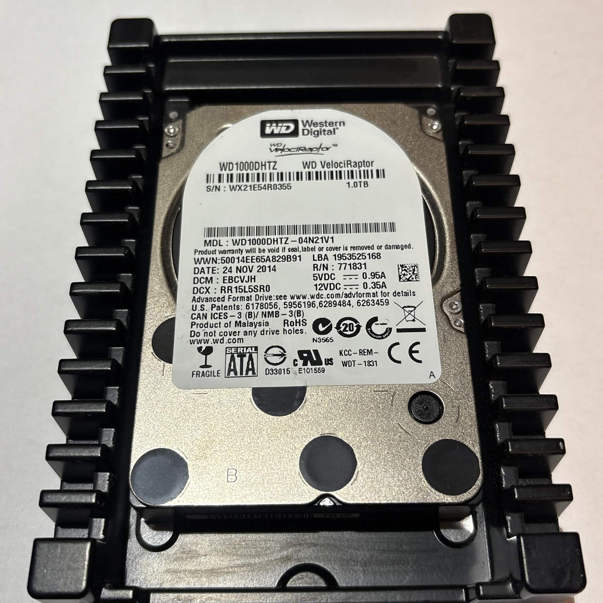 WD VelociRaptor 1TB 10,000 RPM SATA HDD w/ IcePack – WD1000DHTZ – Good SMART
