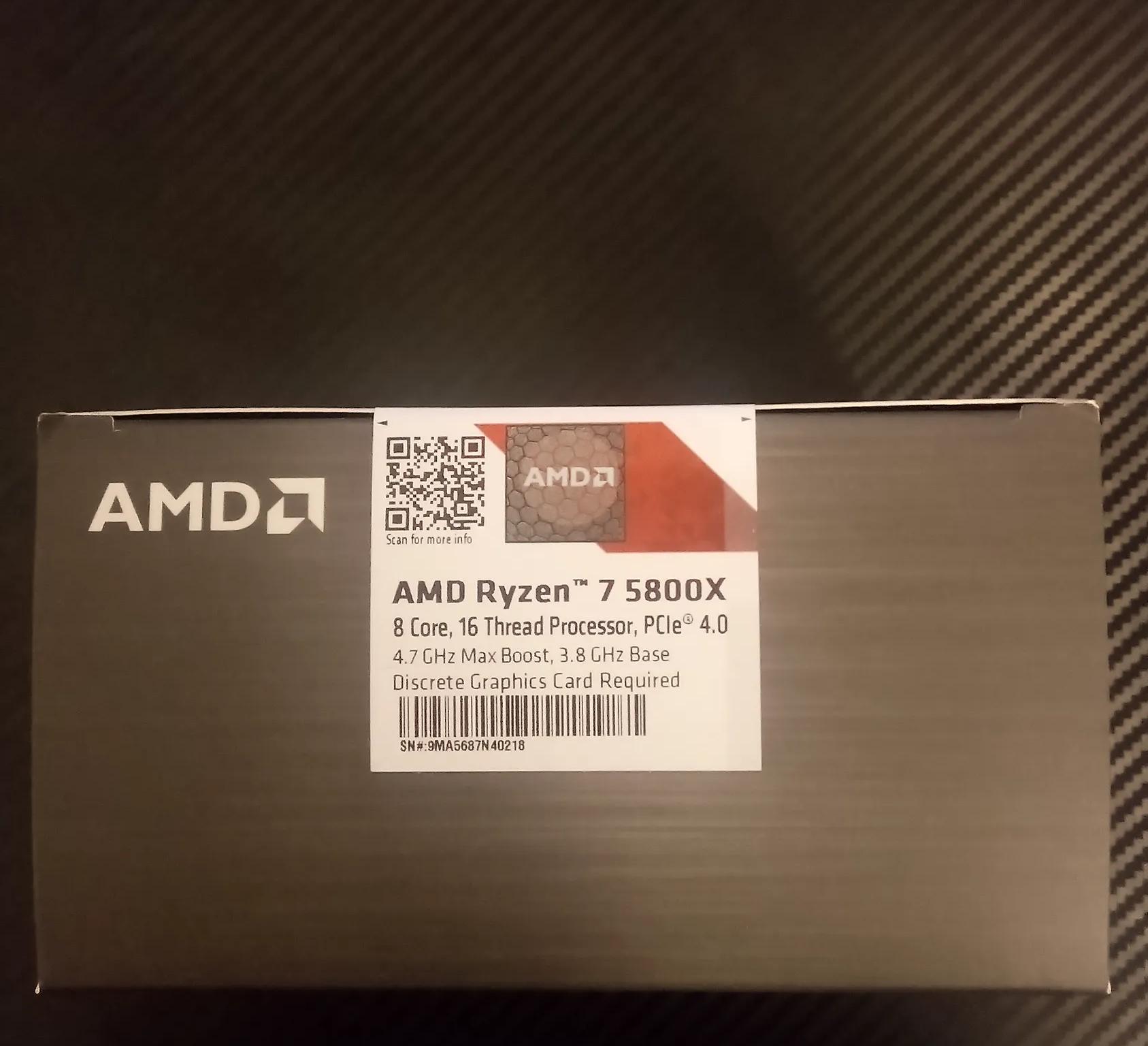 AMD Ryzen 7 5800X Processor (4.7GHz, 8 Cores, Socket AM4) Box - 100-100000063WOF