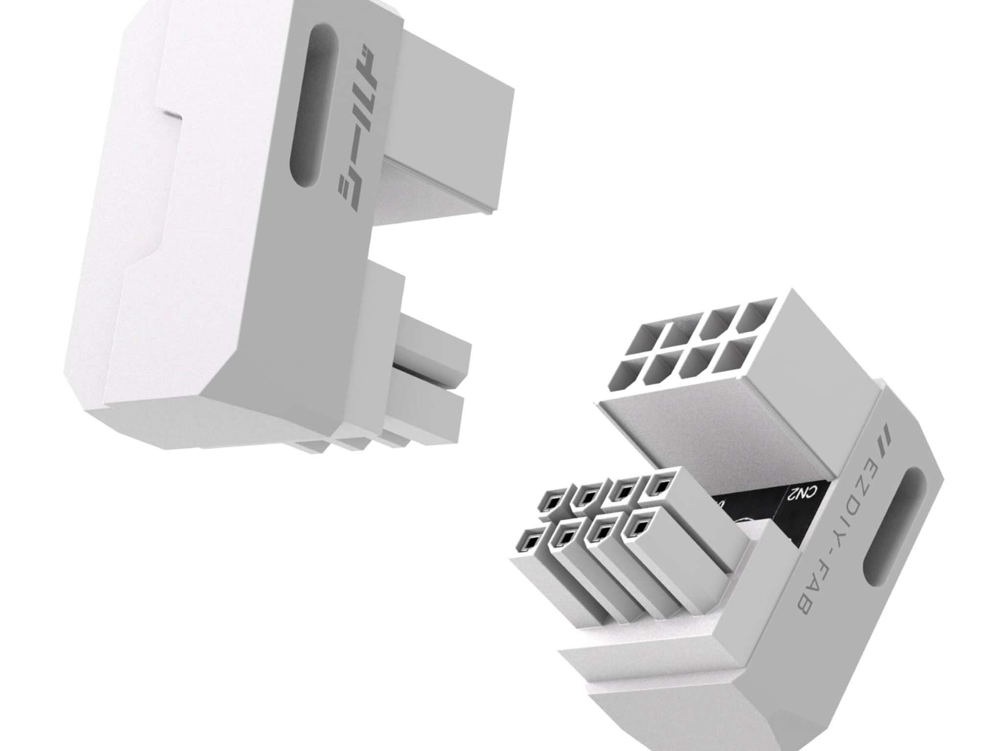 EZDIY-FAB Shield Series 8-Pin PCIe GPU Power Adapter, 180-Degree U-Turn White RVS 2 pack