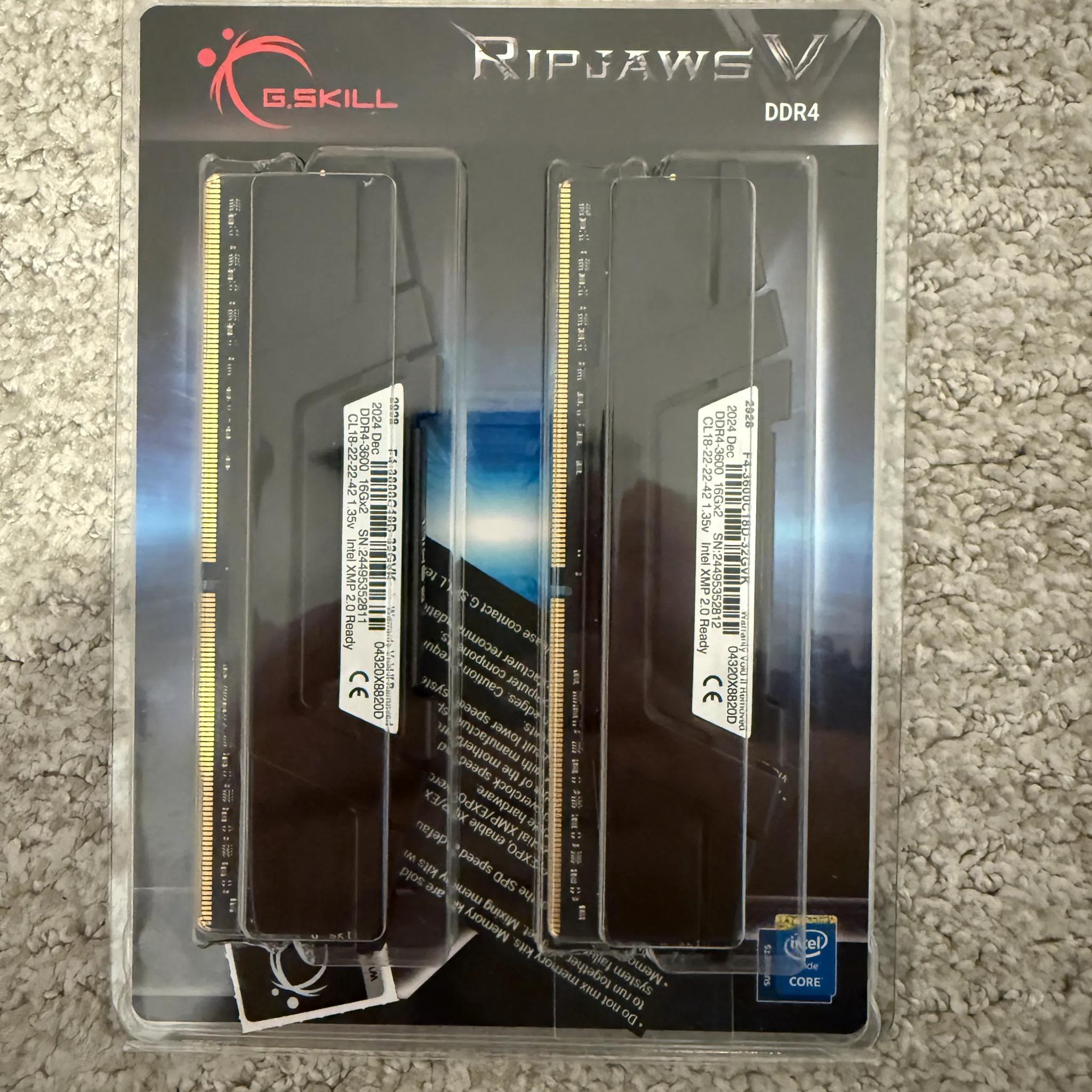 G.SKILL Ripjaws V Series 32GB (2 x 16GB) 288-Pin PC RAM DDR4 3600 (PC4 28800) Desktop Memory