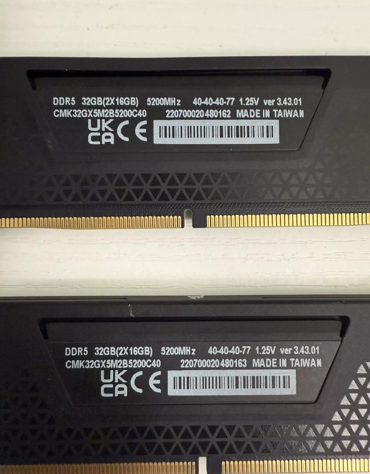 Corsair VENGEANCE 32GB (2x16GB) DDR5-5200 CL40 40-40-40-77 Intel XMP / AMD Expo