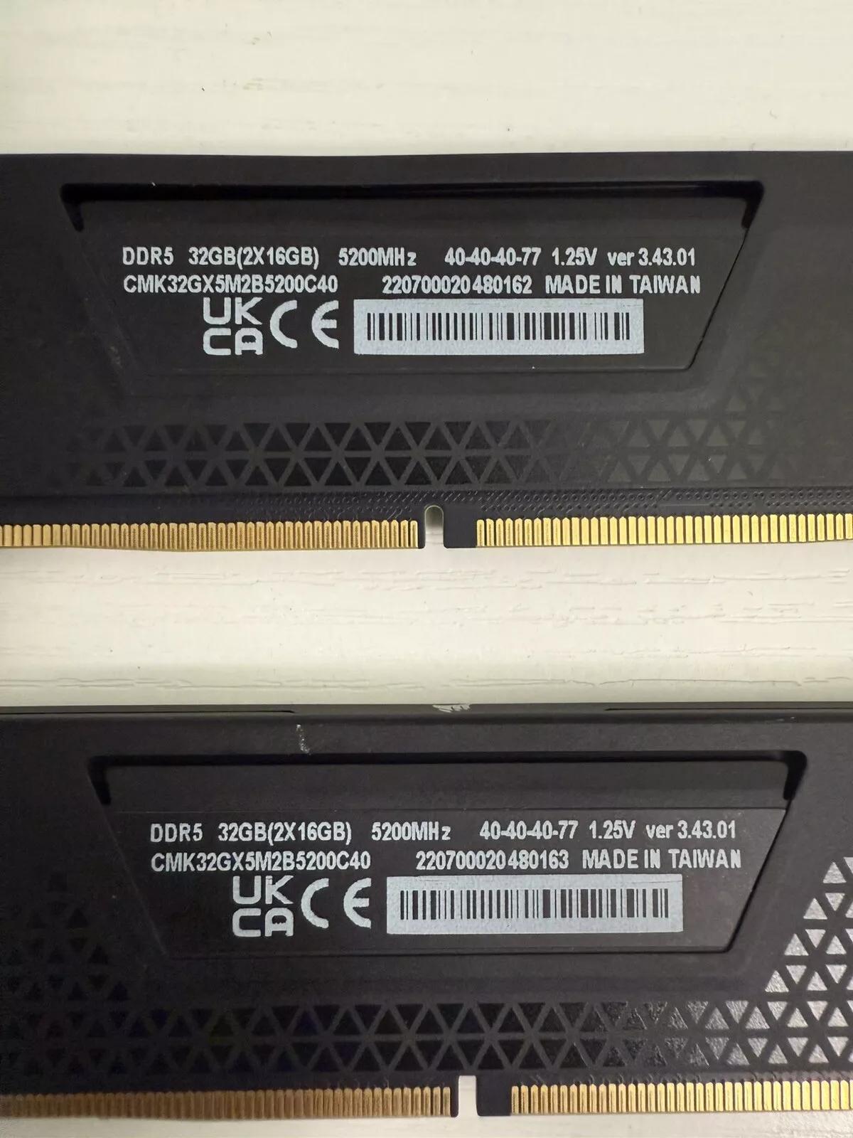 Corsair VENGEANCE 32GB (2x16GB) DDR5-5200 CL40 40-40-40-77 Intel XMP / AMD Expo