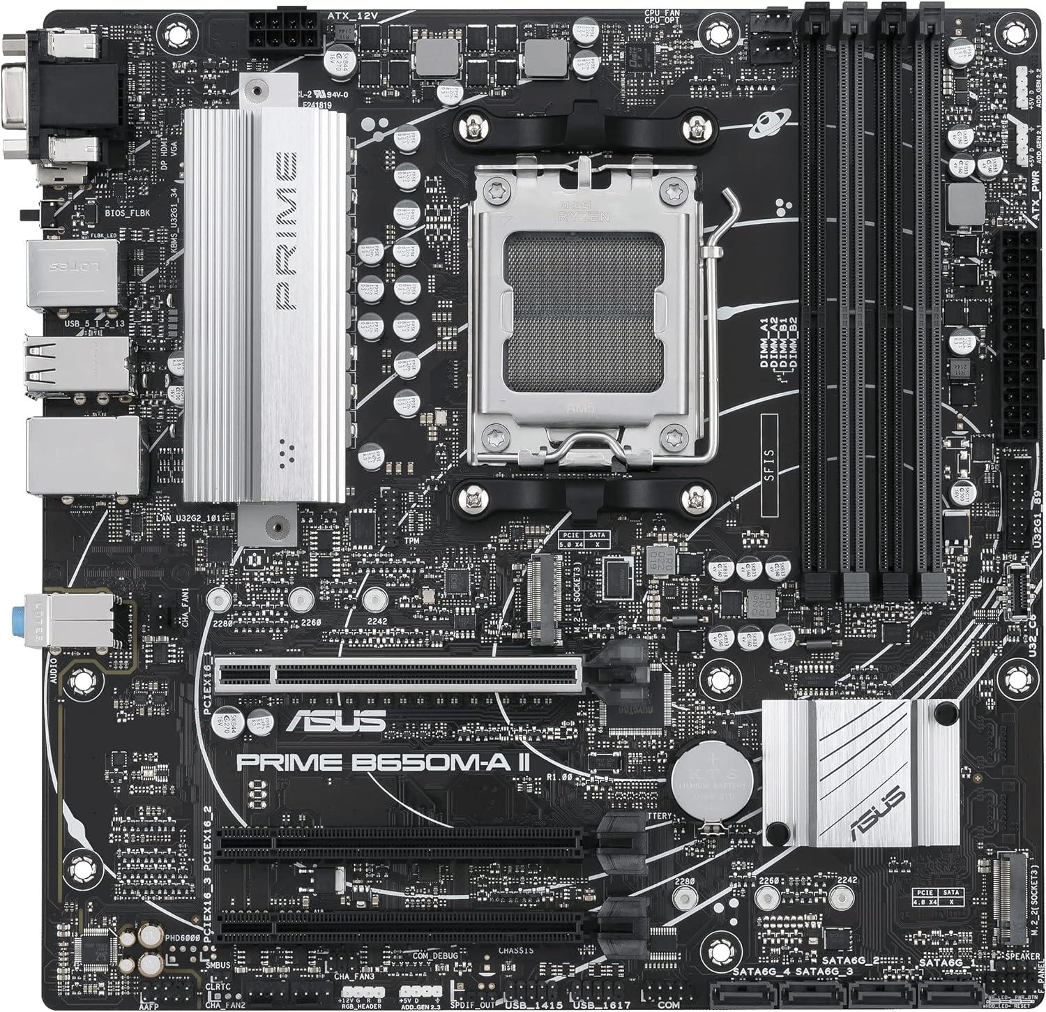 ASUS PRIME B650M-A II AMD B650 AM5 mATX Desktop Motherboard