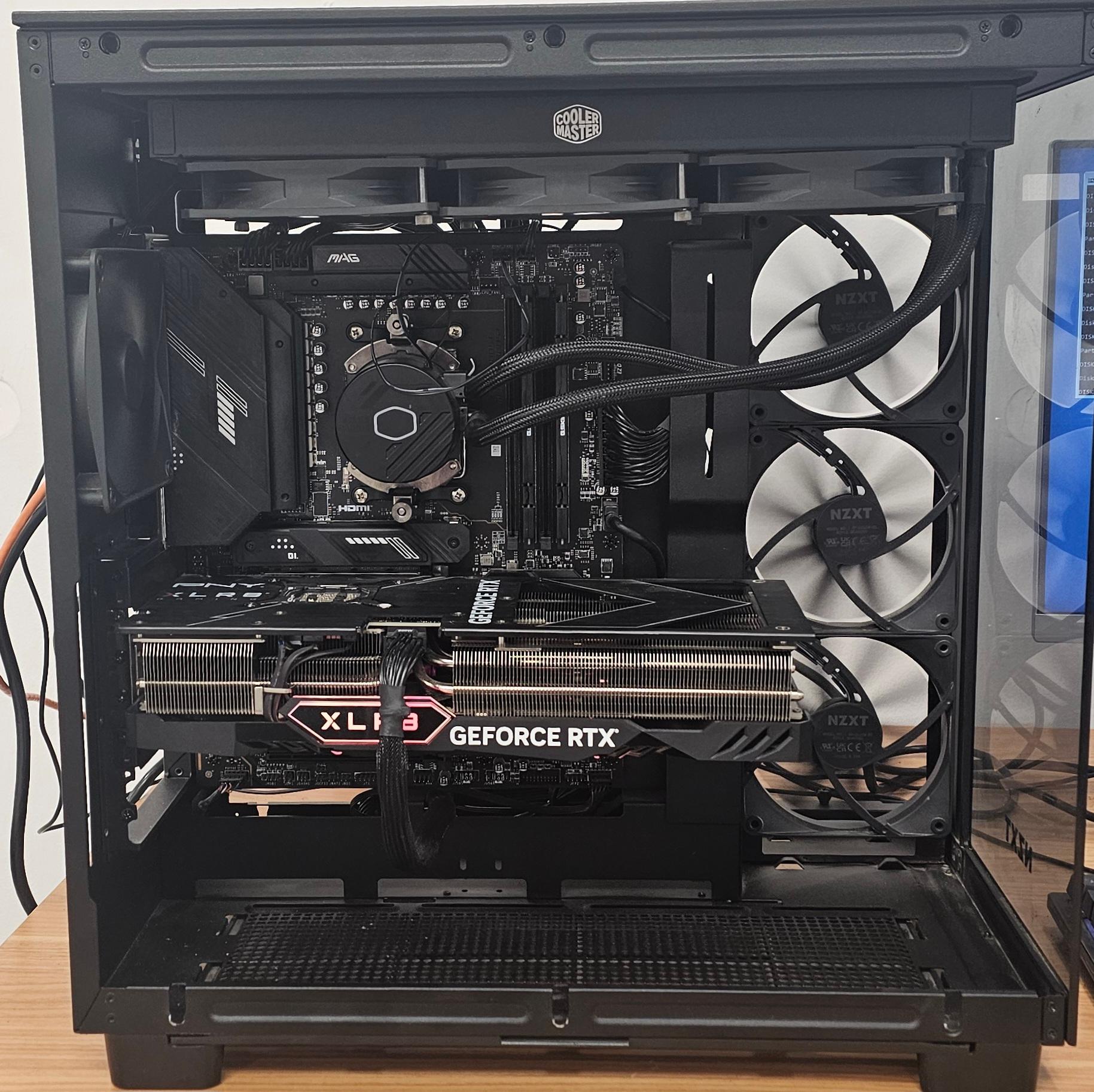 Black NZXT PC Case with Tempered Glass w/ 4 Fans