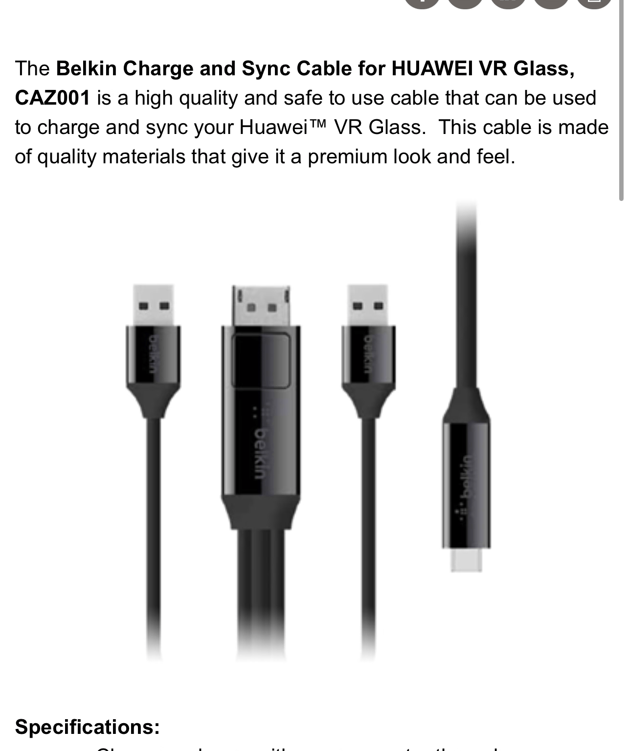 Belkin Charge and Sync Cable for USB-C monitor or VR