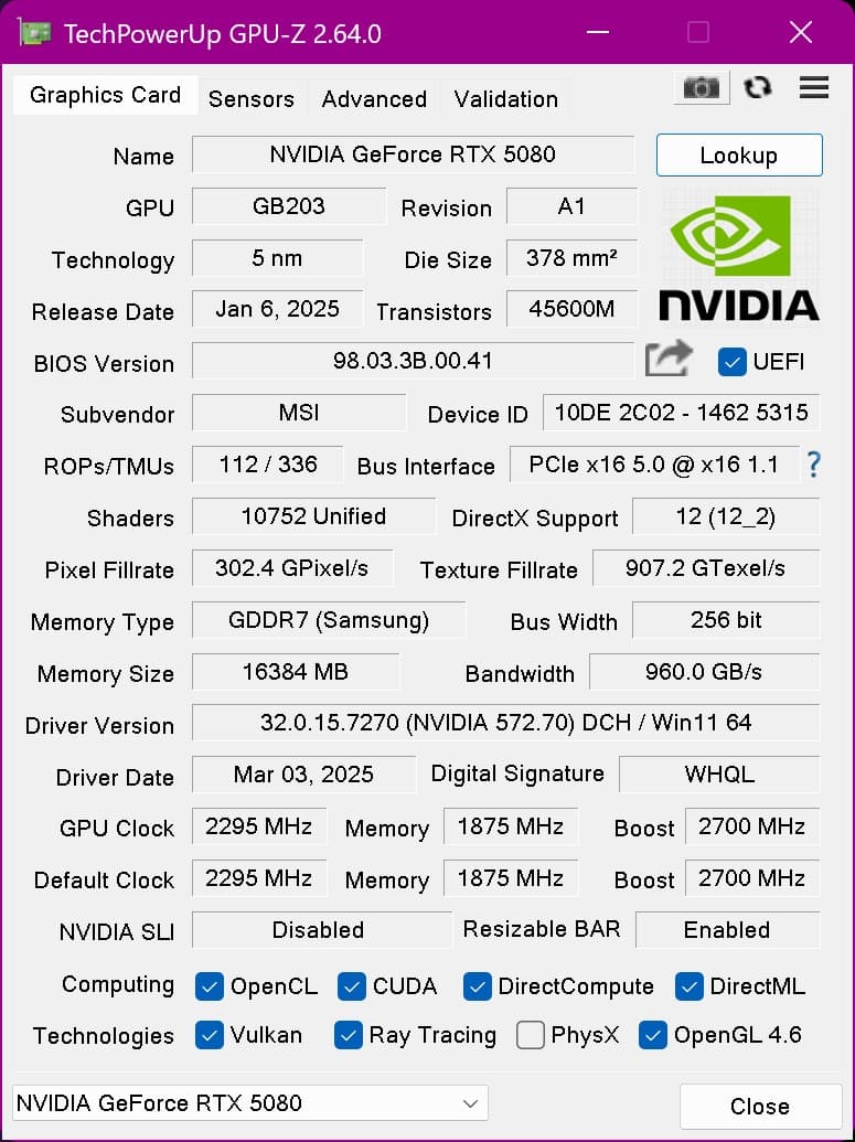 MSI Gaming Trio OC Nvidia 5080 Like New All Original Parts and Packaging