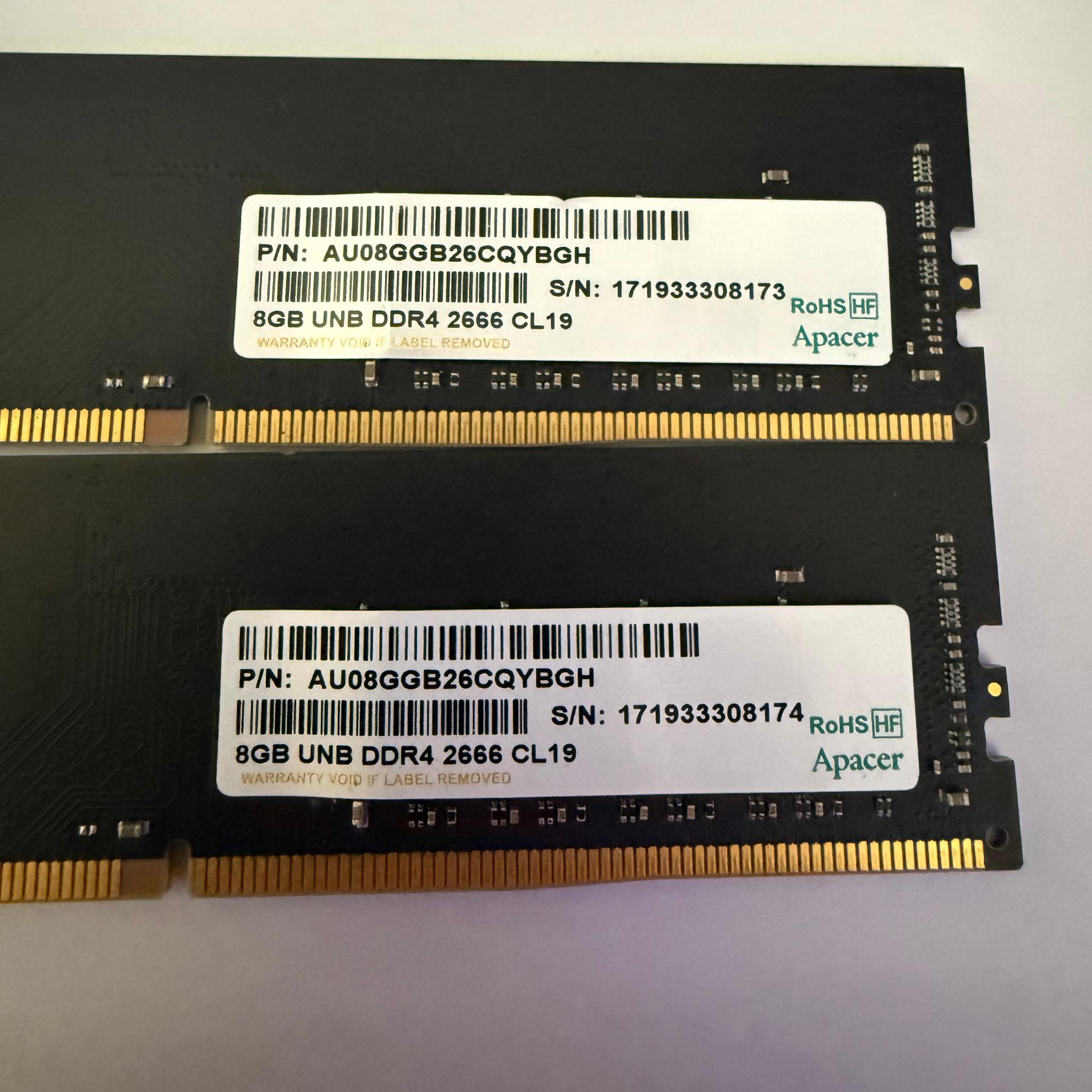 16gb 2x8 DDR4 | Basic Black Apacer modules