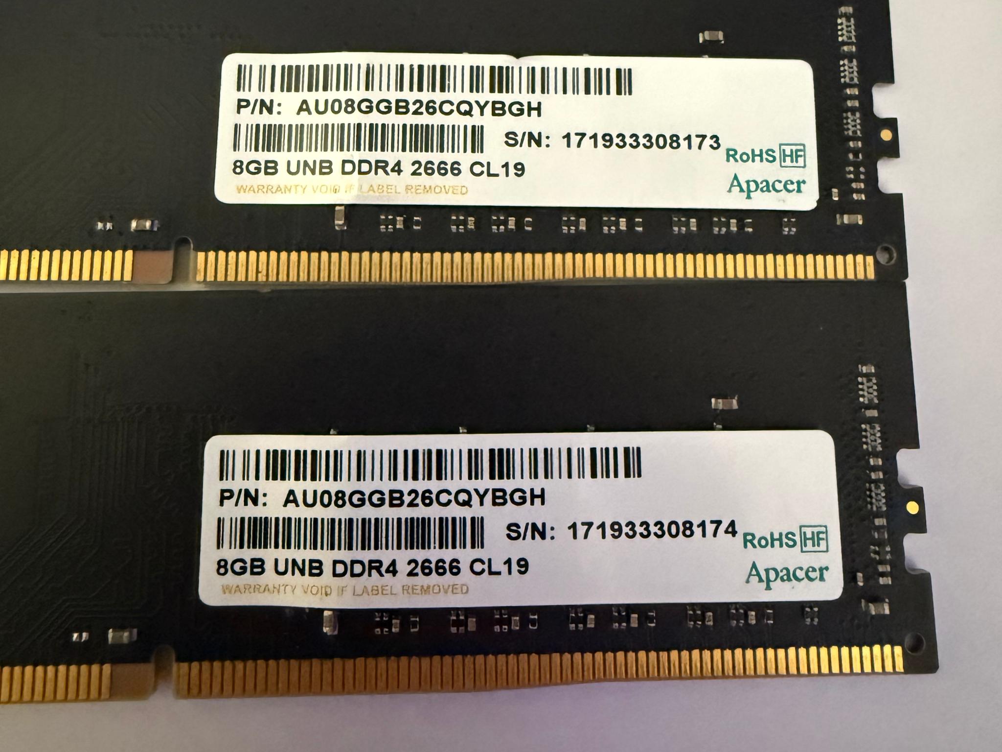 16gb 2x8 DDR4 | Basic Black Apacer modules