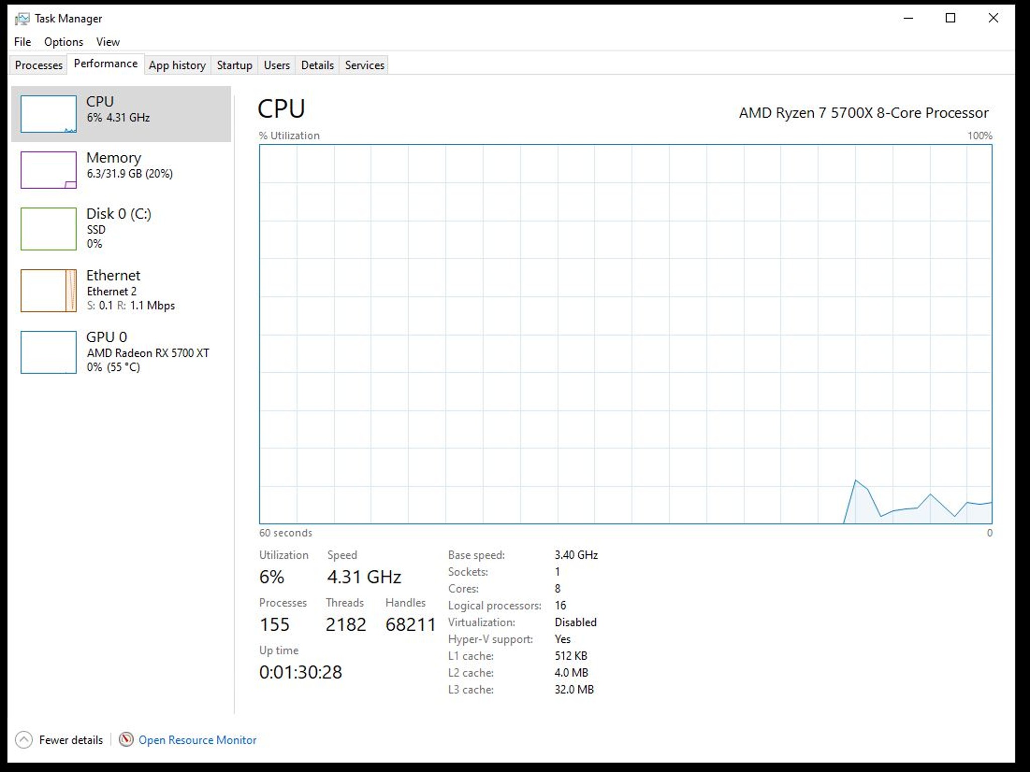 Gaming PC Ryzen 7 5700X  - GPU ASUS 5700XT OC