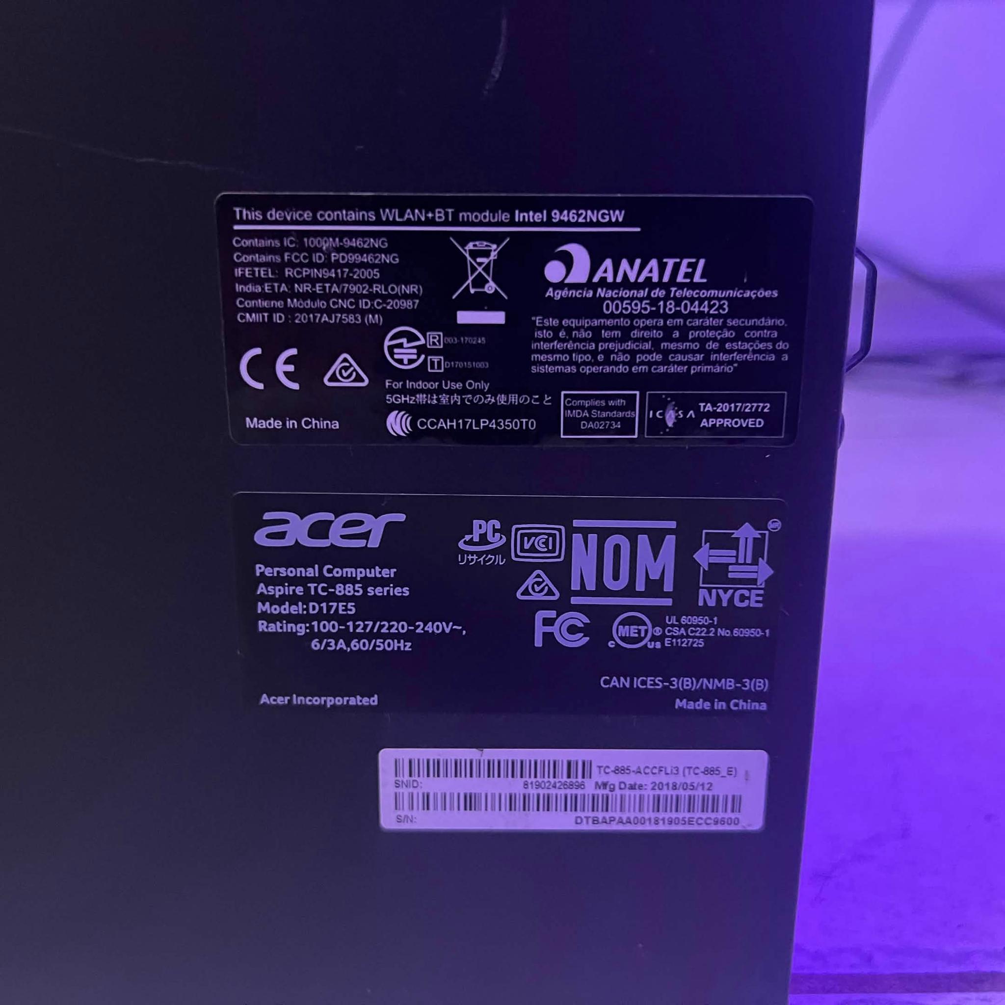 Acer Aspire TC-885-ACCFLi30 Office PC i3 8100, GTX 970, 4GB DDR4, 320GB HDD, Windows 10
