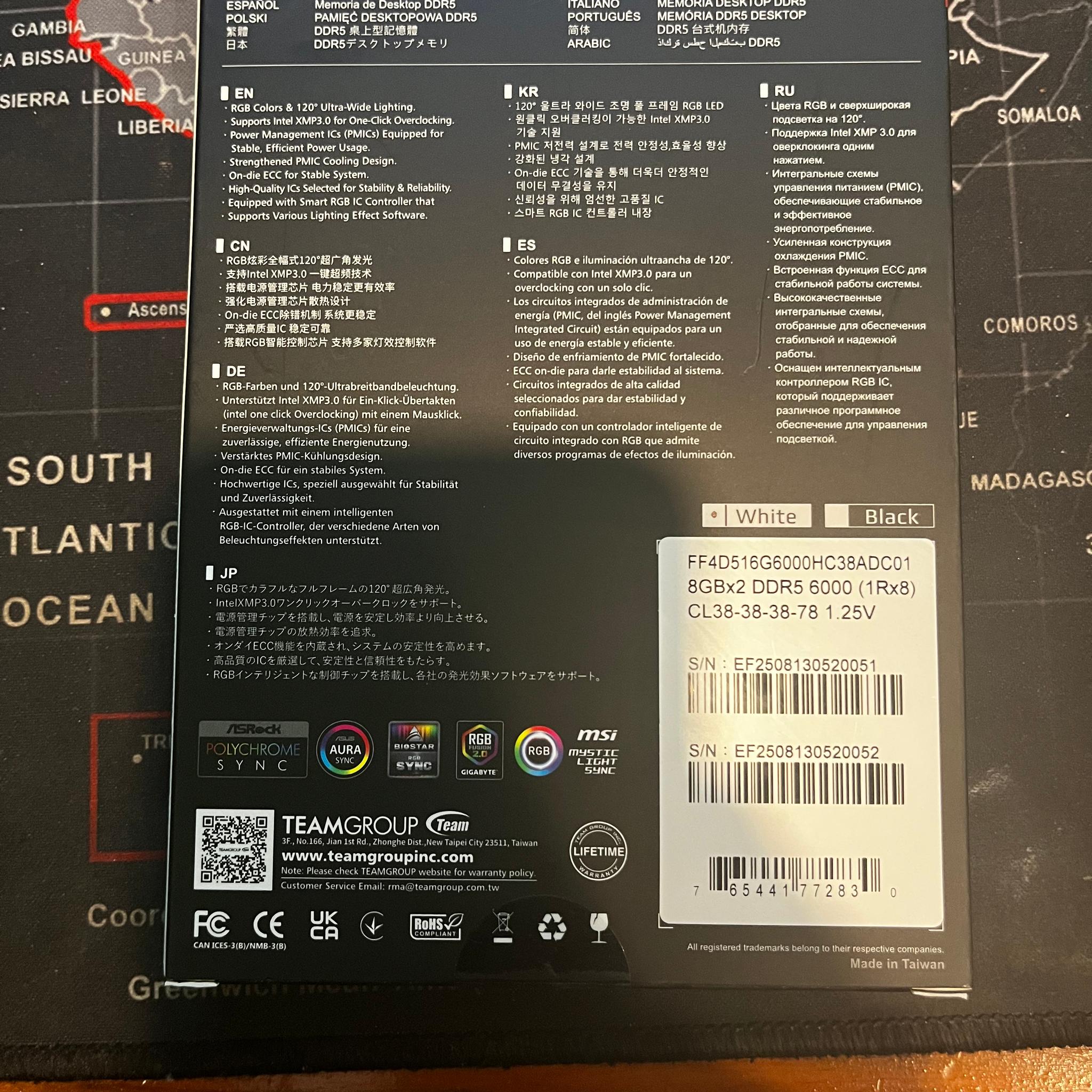 TForce delta RGB DDR5 ram White