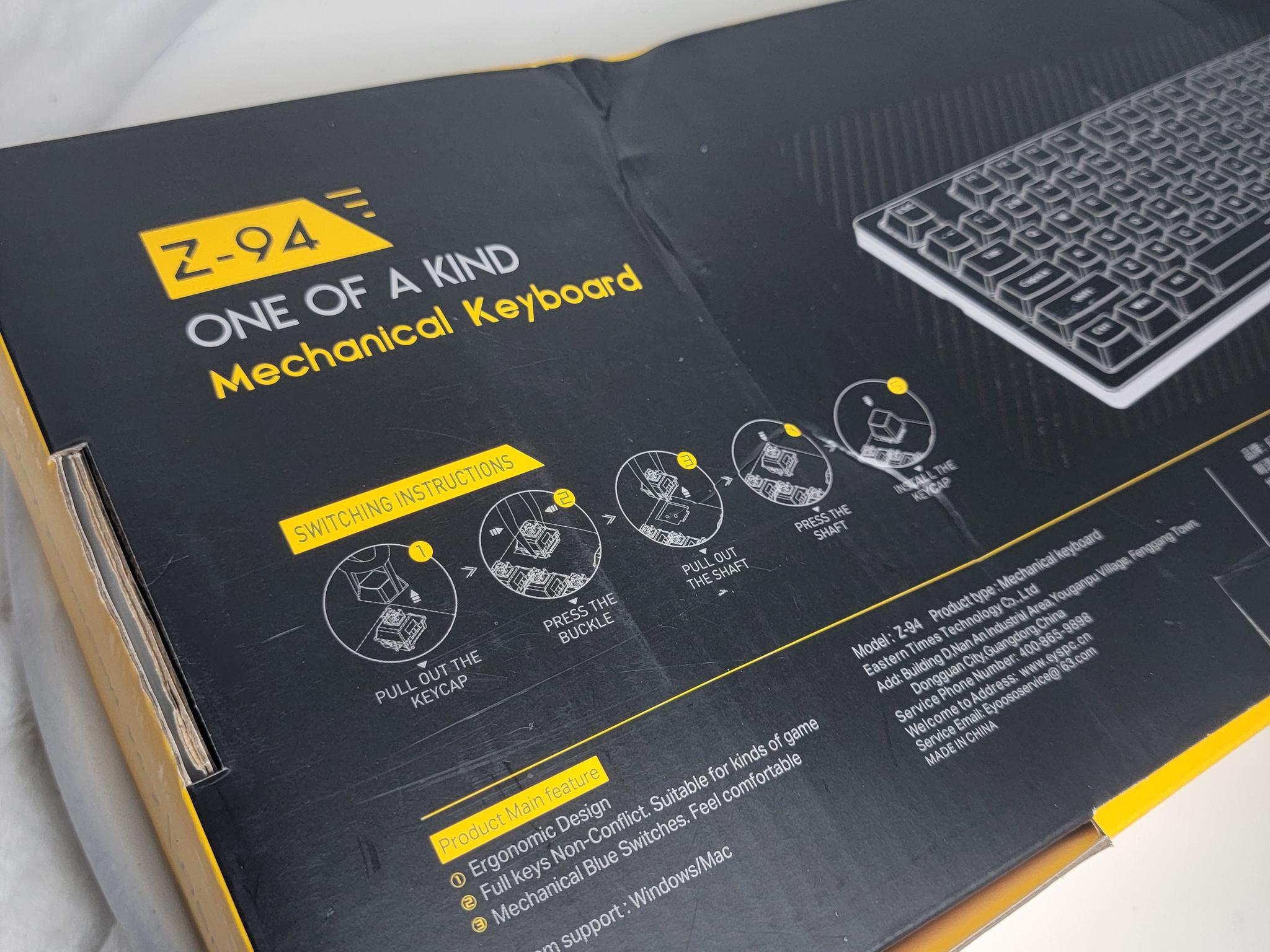 E-YOOSO Z-94 Mechanical Keyboard | 84% Layout | Blue Switches | Purple/White | New in Box
