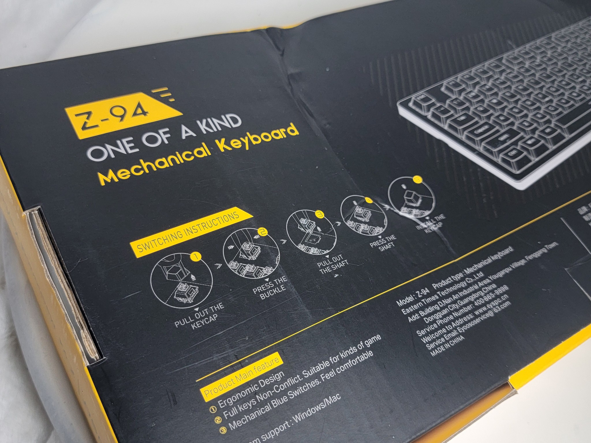 E-YOOSO Z-94 Mechanical Keyboard | 84% Layout | Blue Switches | Purple/White | New in Box
