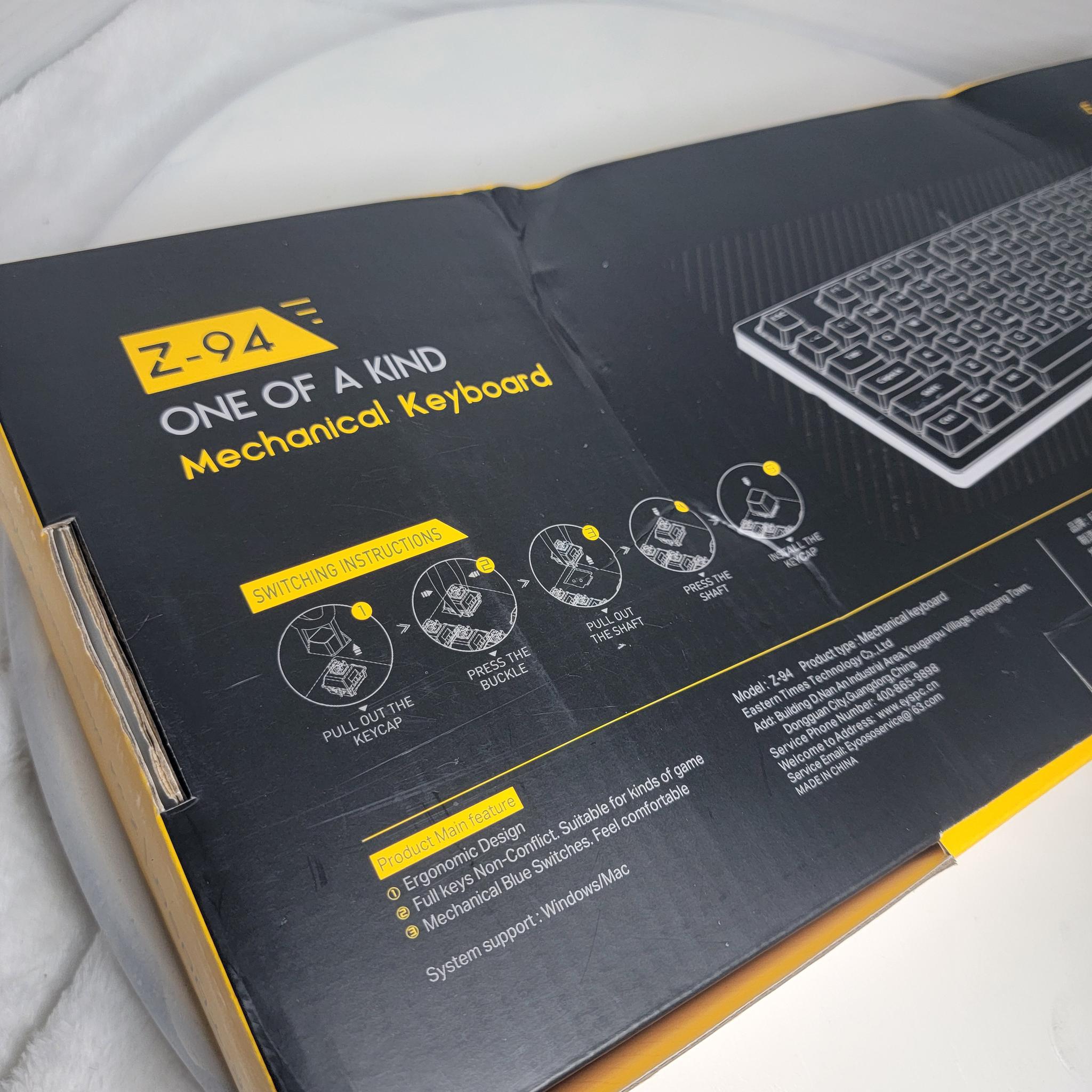 E-YOOSO Z-94 Mechanical Keyboard | 84% Layout | Blue Switches | Purple/White | New in Box