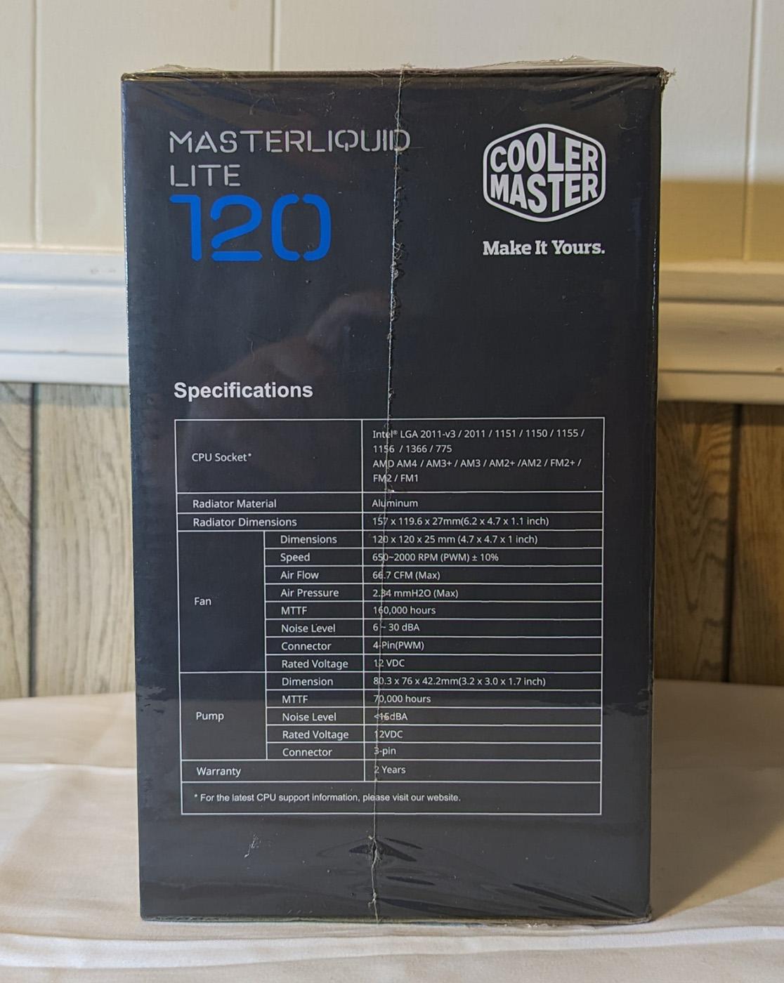 NIB - Cooler Master MasterLiquid Lite 120 AIO CPU cooler + an added CM Sickleflow 120mm PWM ARGB Fan