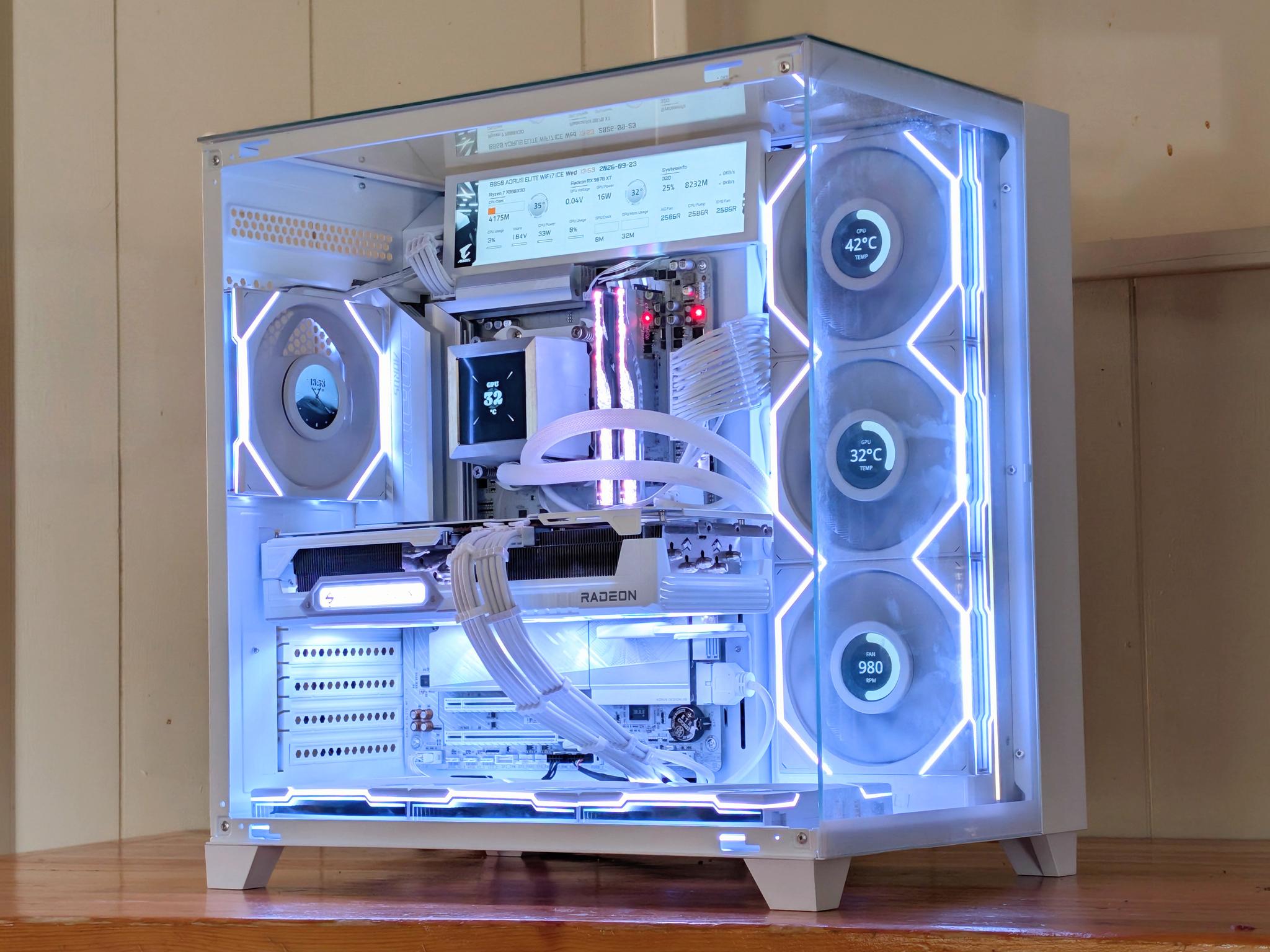 💎 Liquid Crystal 💎 Ryzen 7 7800X3D • RX 9070 XT • 32GB DDR5 • 6 LCD Screens • 2TB NVMe