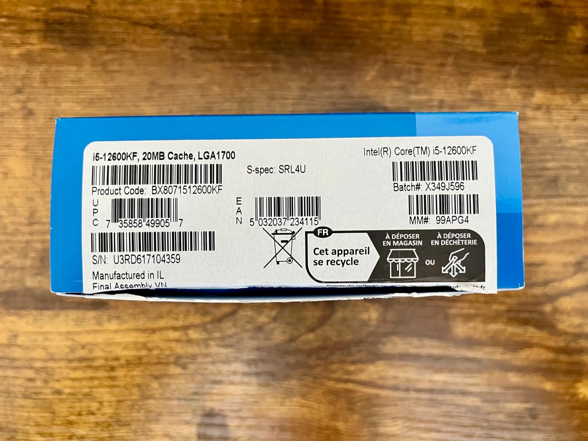 Intel Core i5-12600KF Alder Lake Ten-Core (6p+4e) LGA 1700 Processor - Original Box