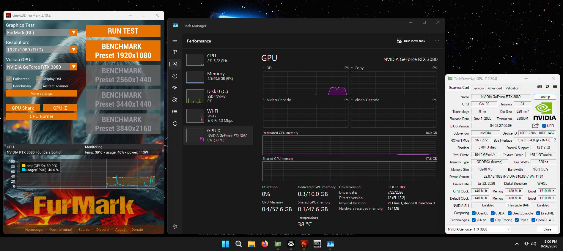NVIDIA GeForce RTX 3080 Founders Edition 10GB GDDR6X